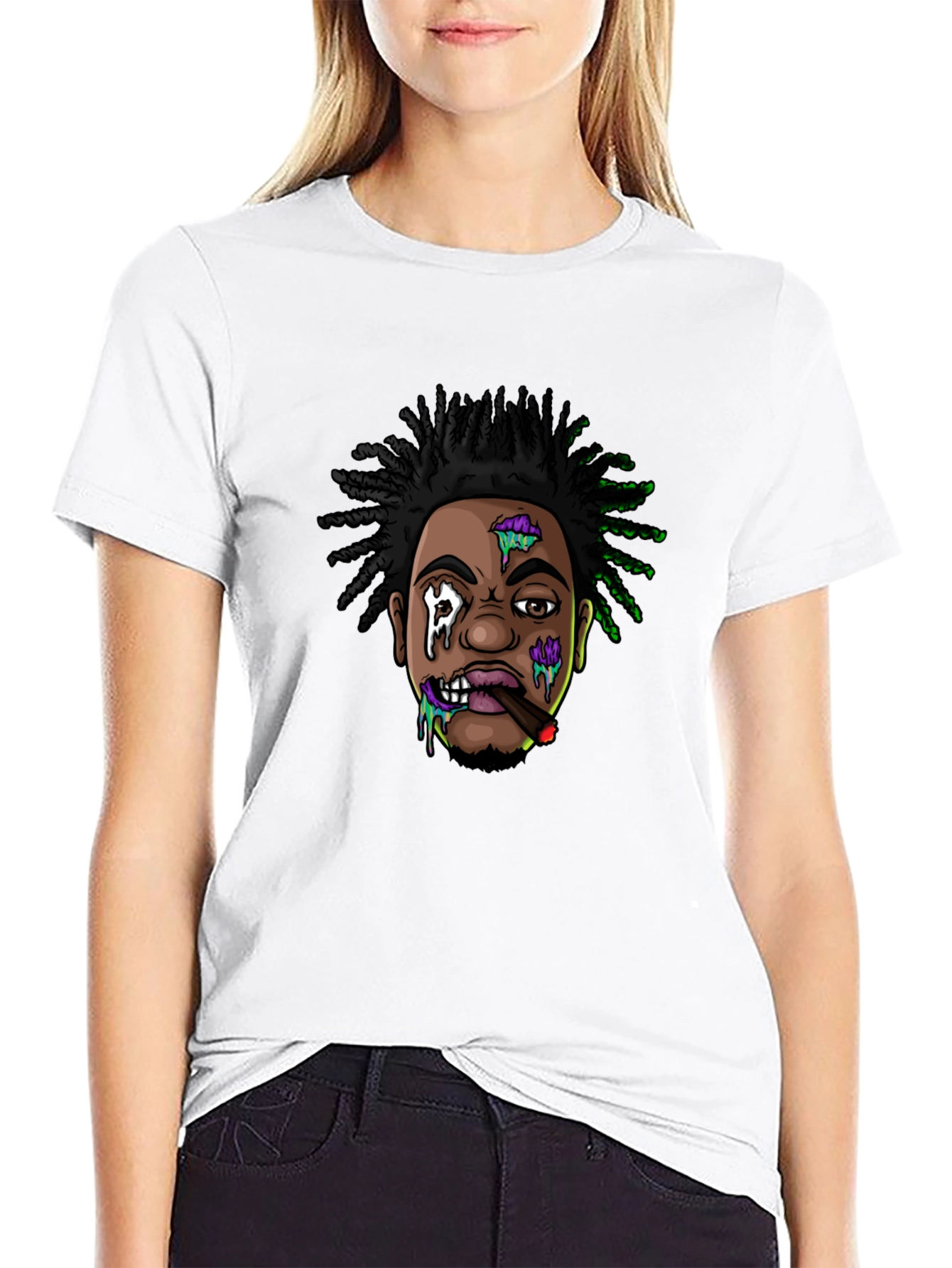 Cartoon Character Graphic Print Black T-Shirt