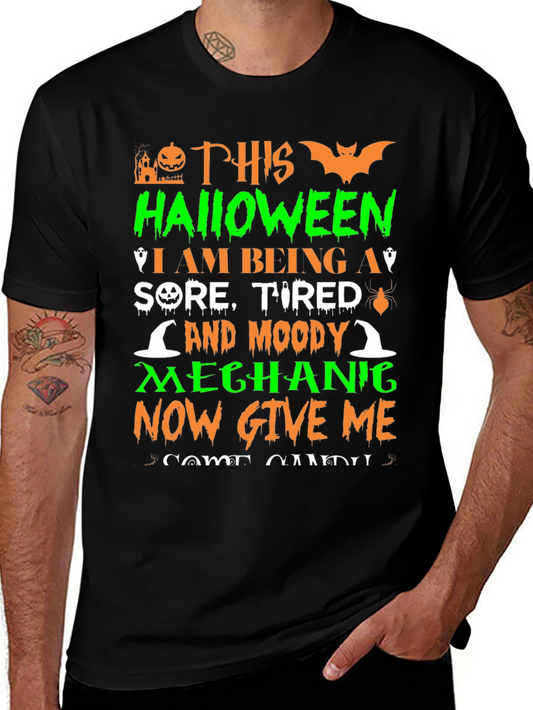 Funny Halloween Mechanic T-Shirt - Candy Please!