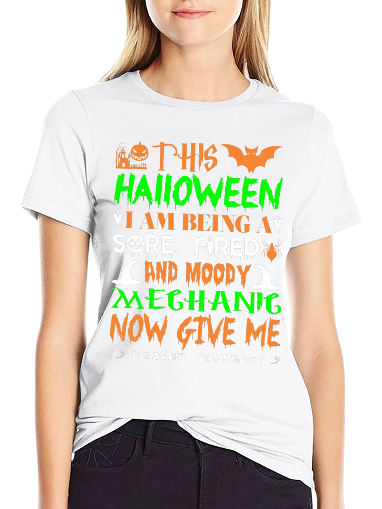 Funny Halloween Mechanic T-Shirt - Candy Please!
