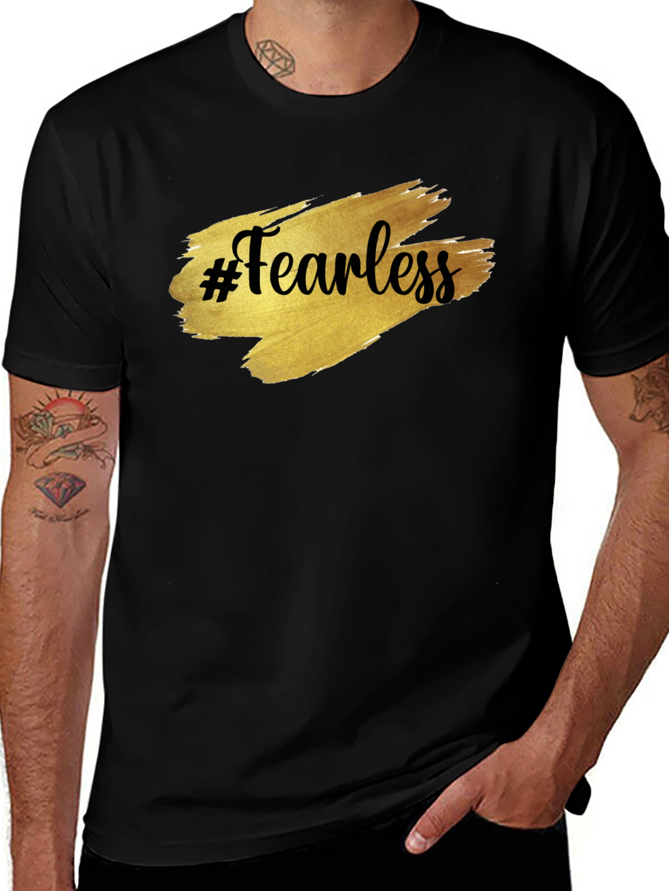 Fearless Graphic Tee - Gold Brush Print