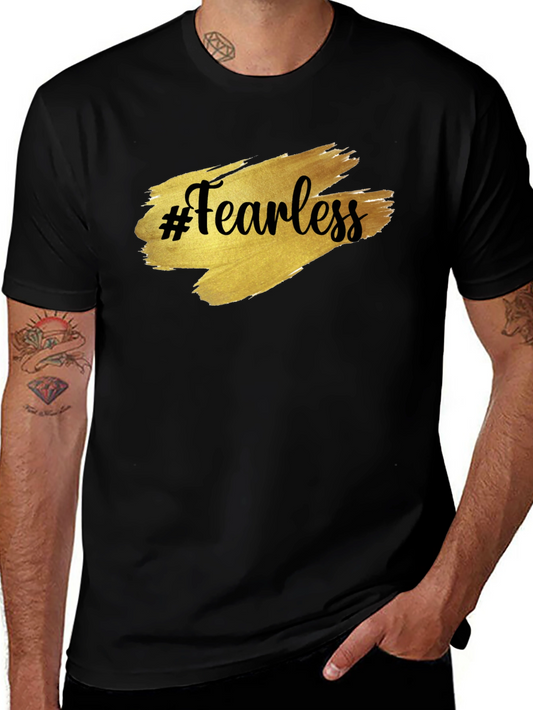 Fearless Graphic Tee - Gold Brush Print