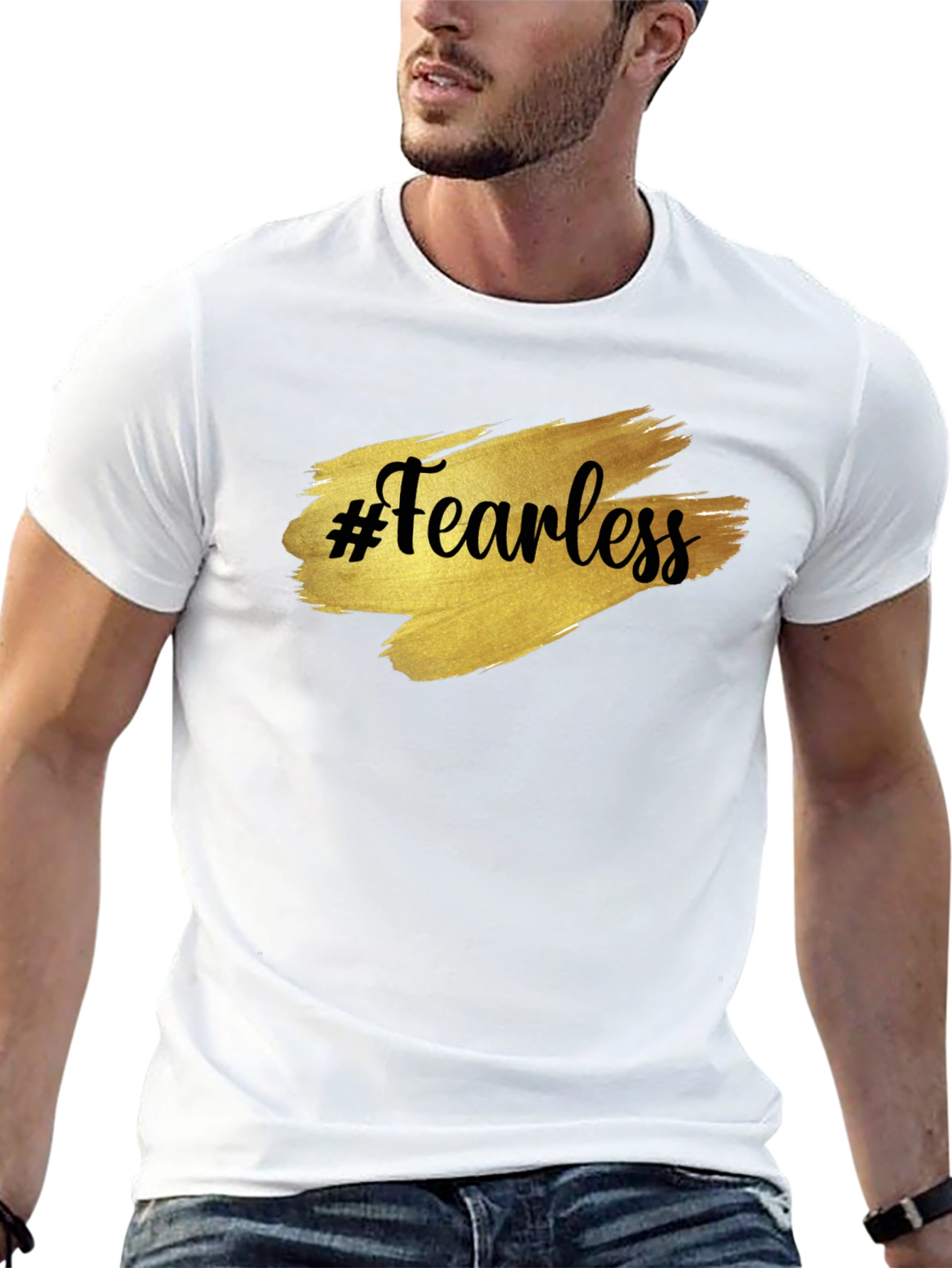 Fearless Graphic Tee - Gold Brush Print