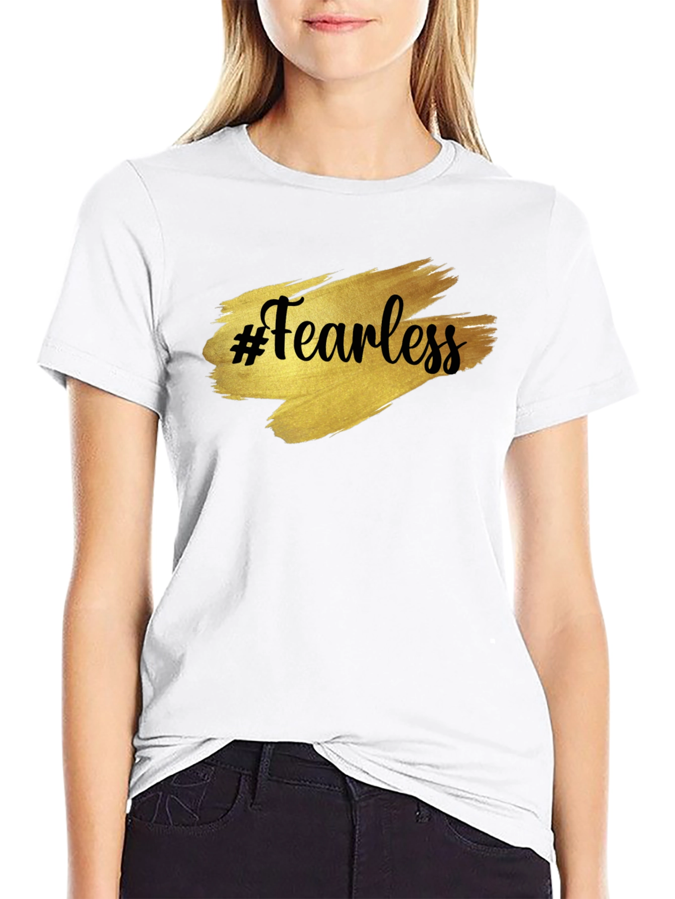 Fearless Graphic Tee - Gold Brush Print