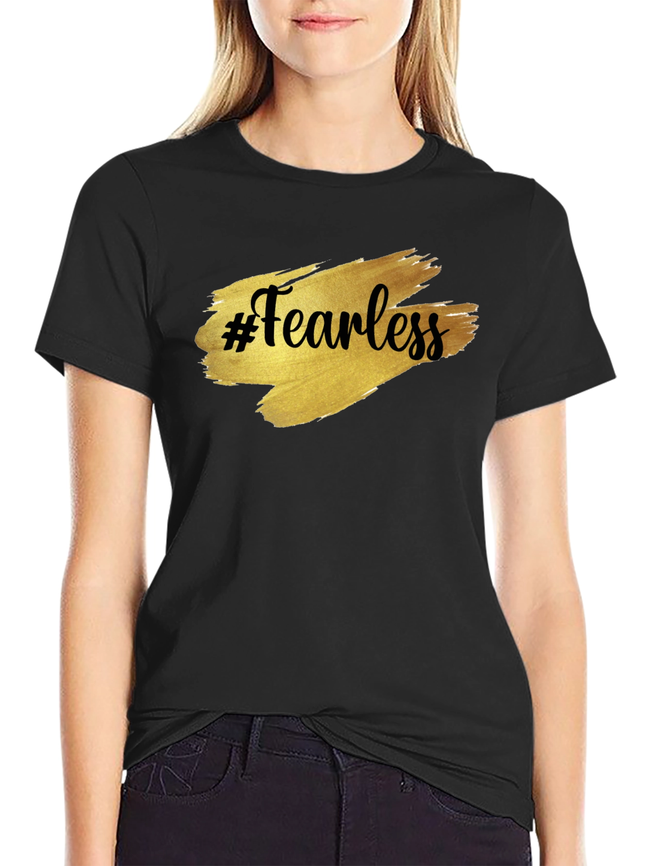 Fearless Graphic Tee - Gold Brush Print