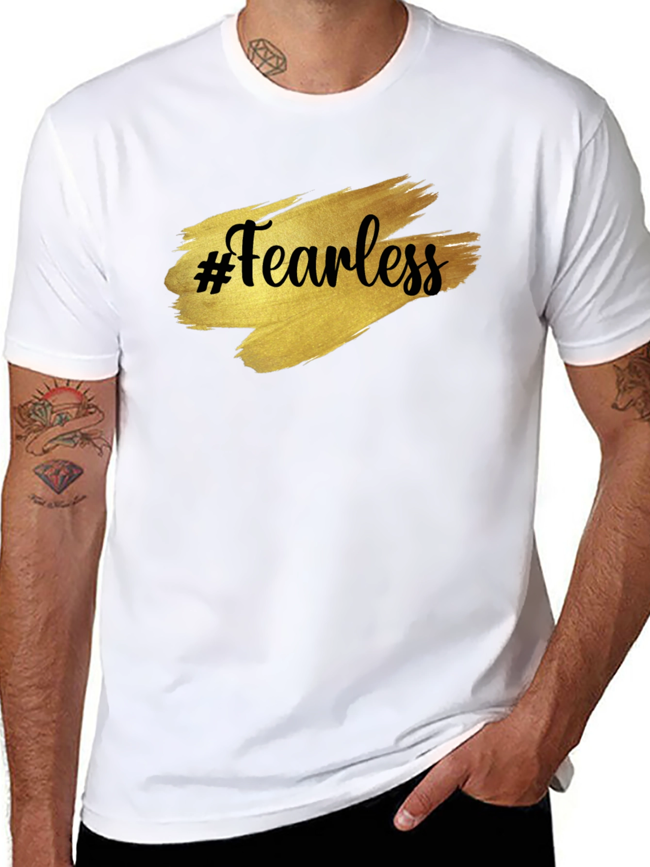 Fearless Graphic Tee - Gold Brush Print