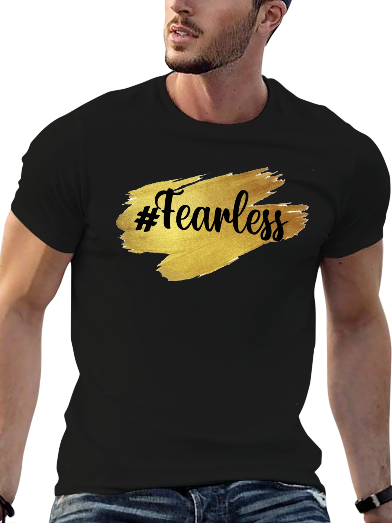 Fearless Graphic Tee - Gold Brush Print