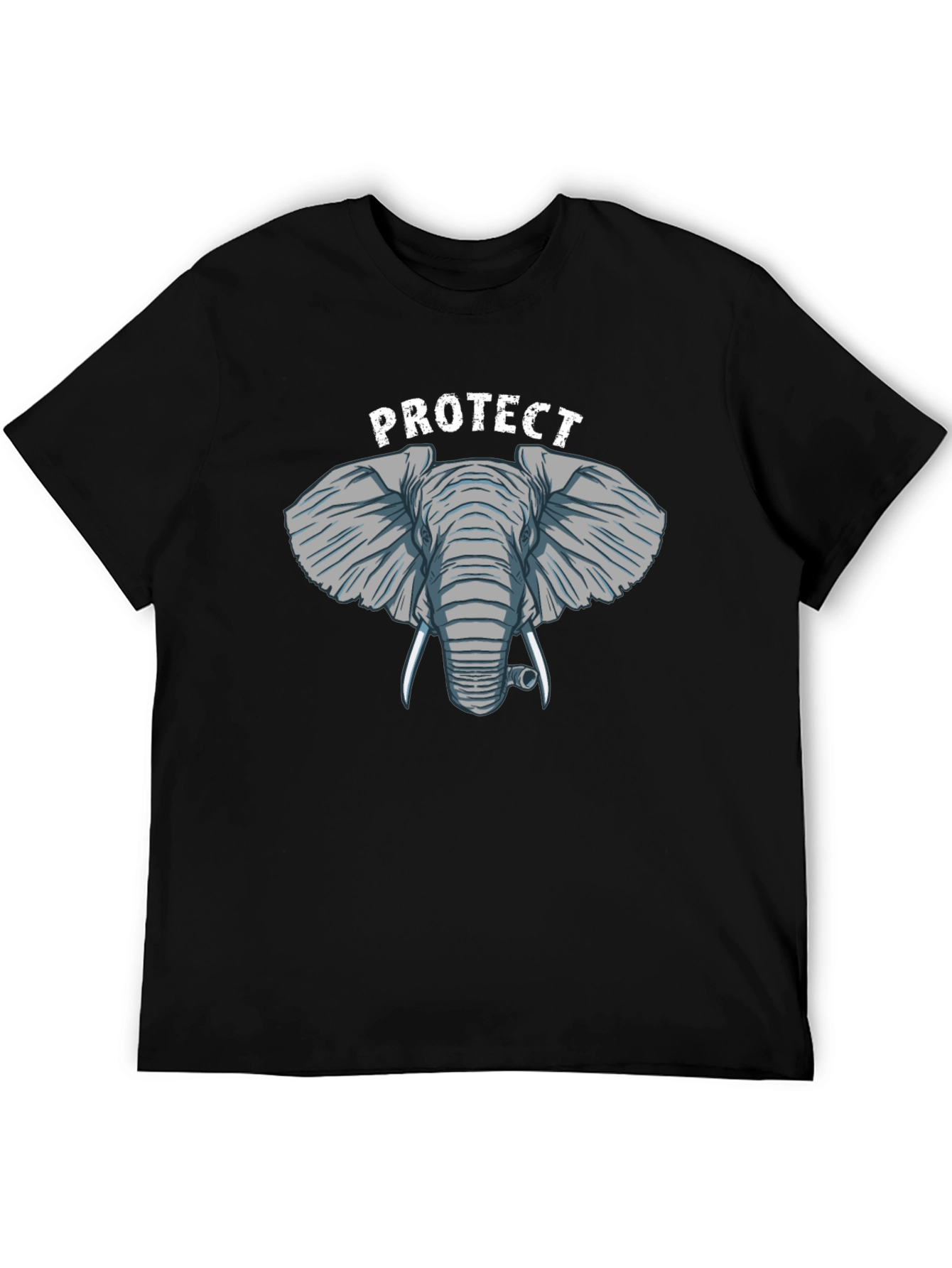Protect Elephants Black Graphic T-Shirt