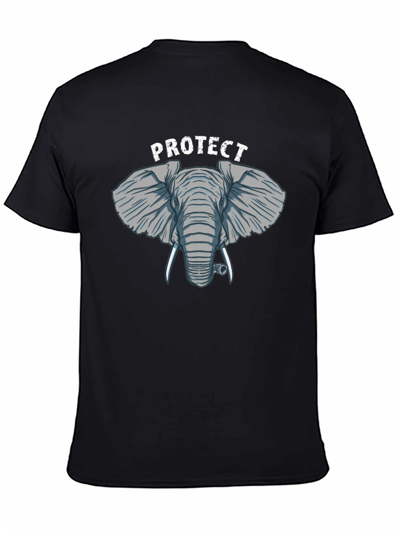 Protect Elephants Black Graphic T-Shirt