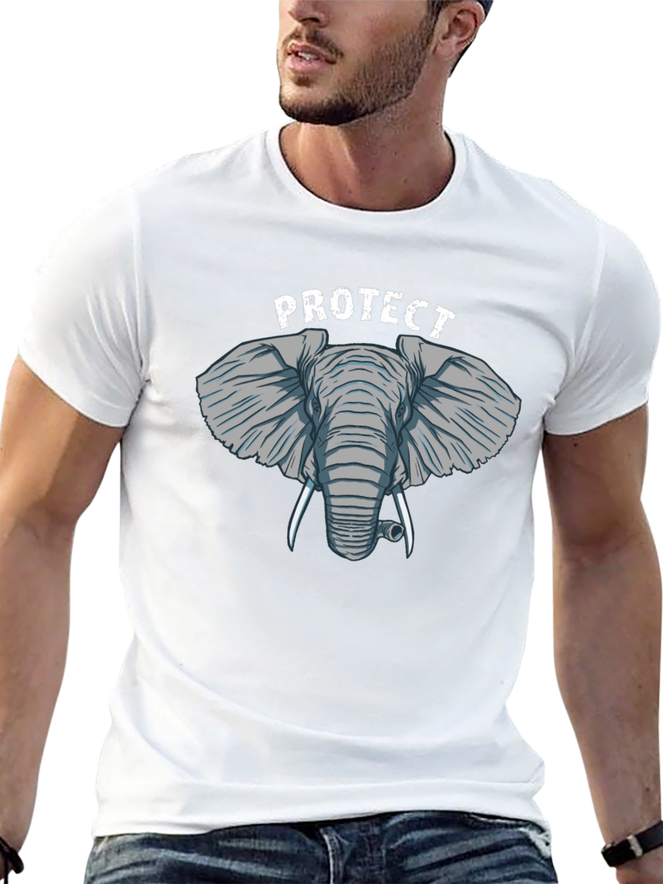 Protect Elephants Black Graphic T-Shirt