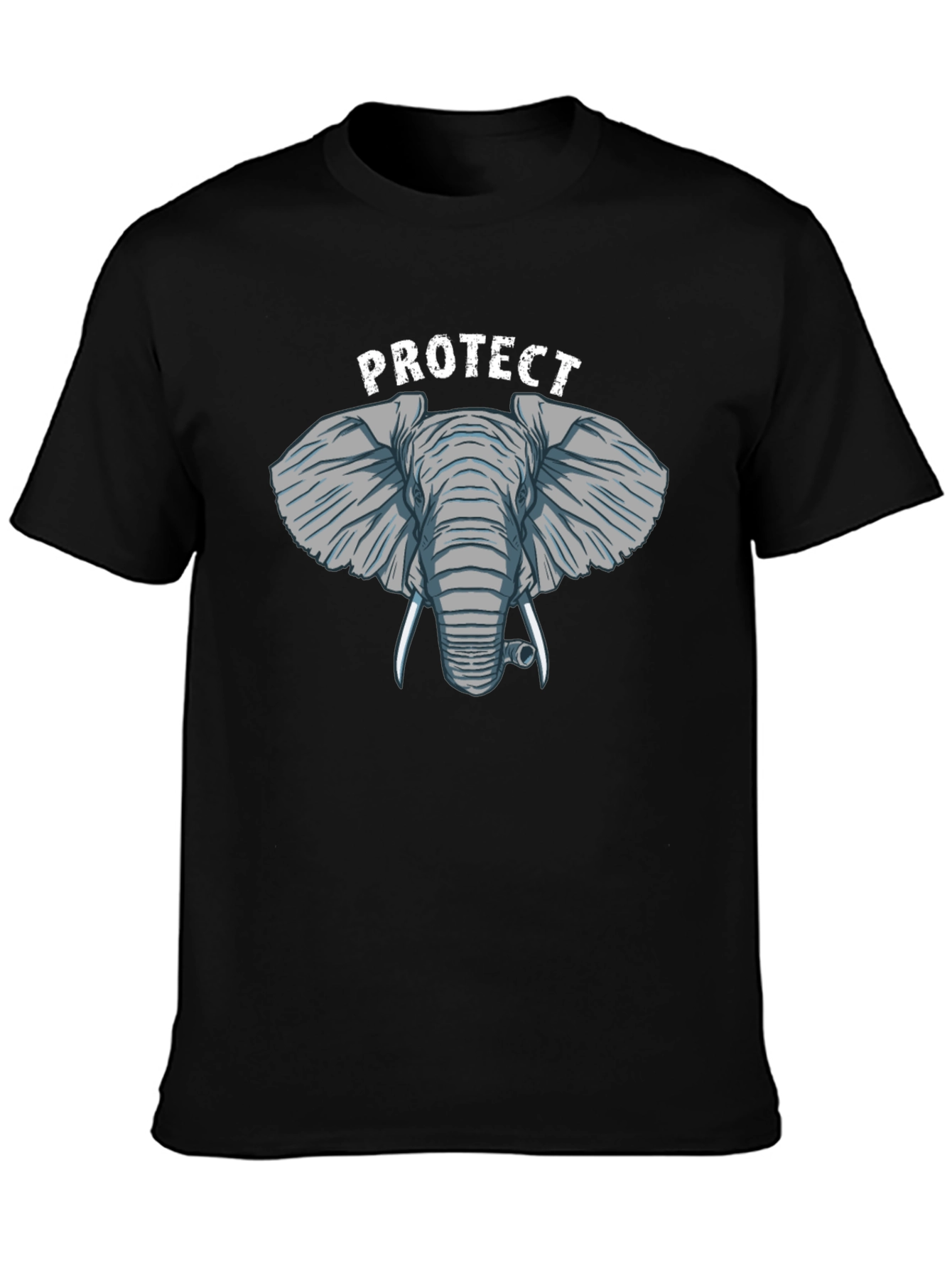 Protect Elephants Black Graphic T-Shirt