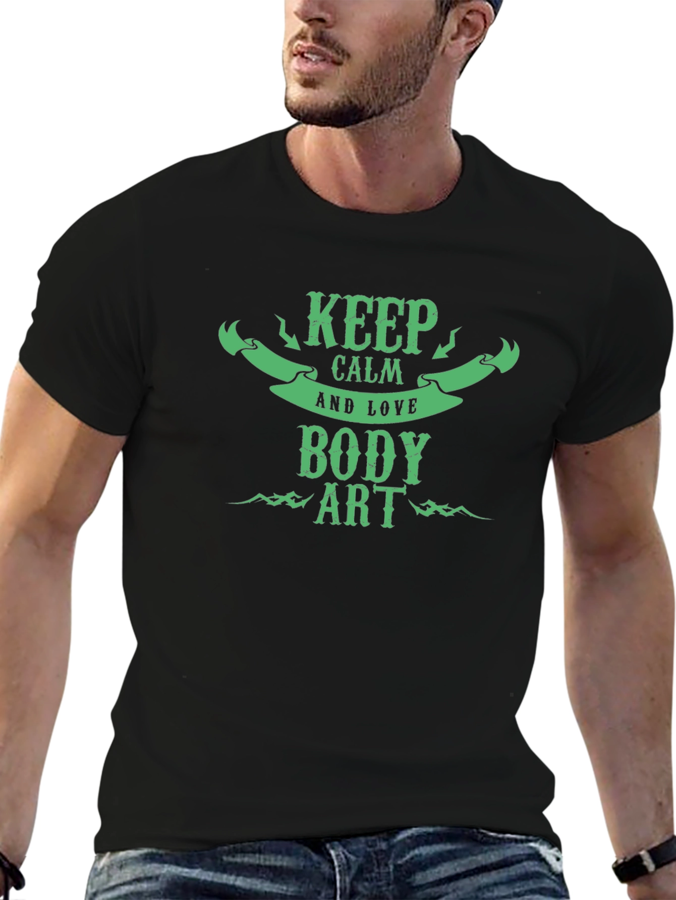 Keep Calm and Love Body Art Black T-Shirt