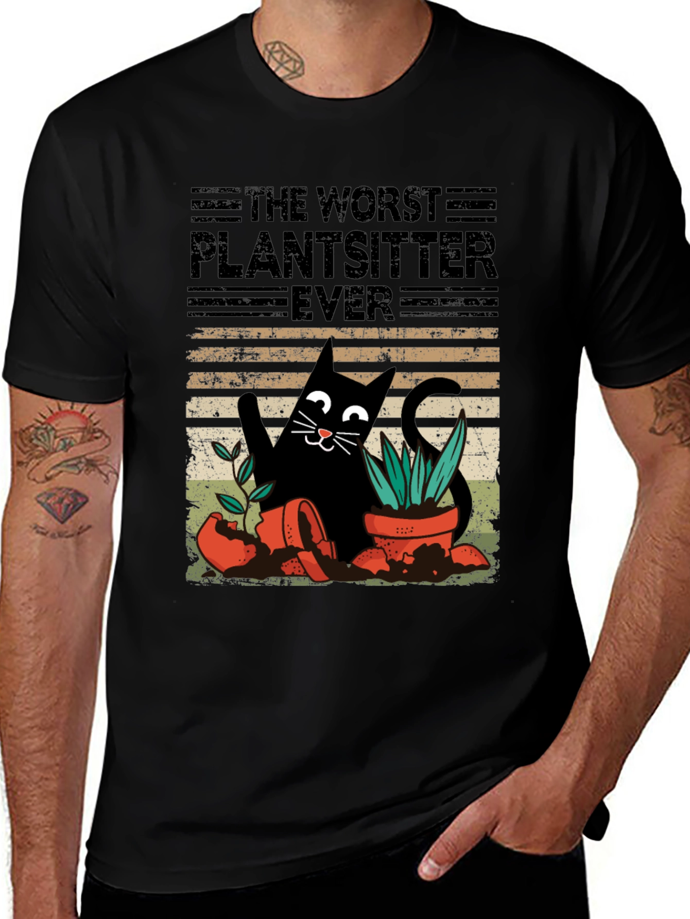 Worst Plantsitter Ever Cat Graphic T-Shirt