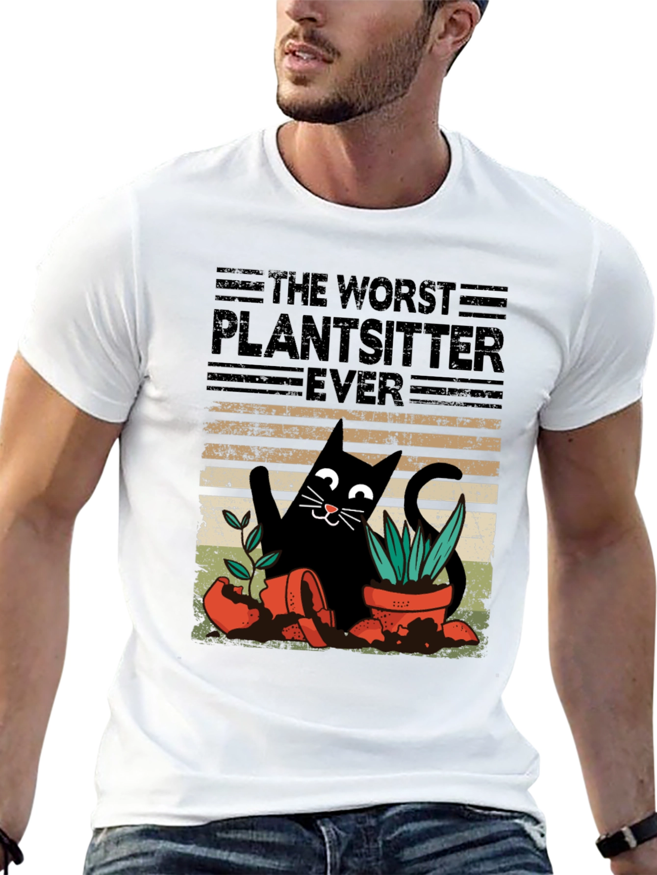 Worst Plantsitter Ever Cat Graphic T-Shirt
