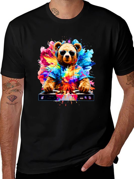 DJ Bear Graphic Tee - Party Animal Style