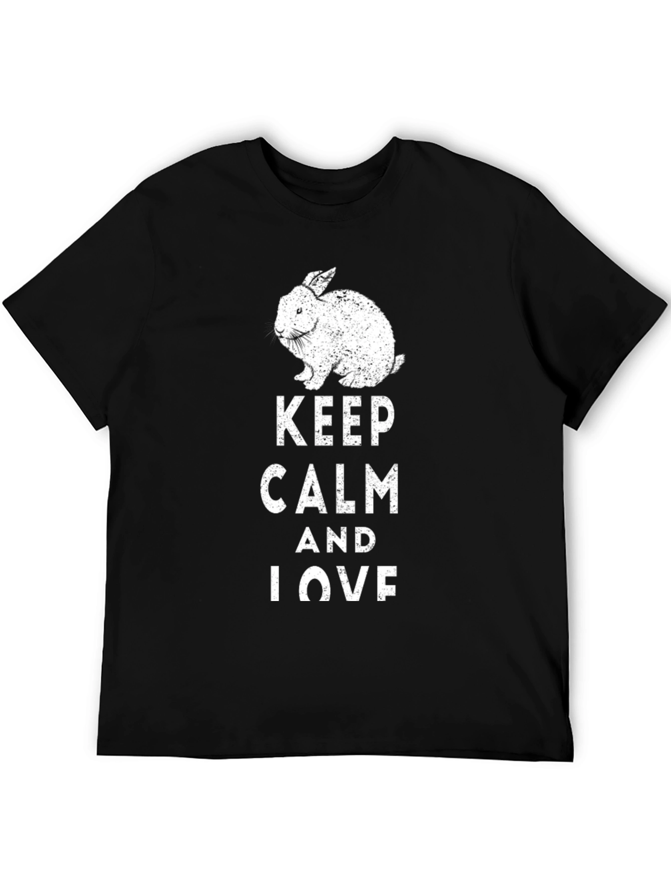 Keep Calm and Love Rabbit T-Shirt - Black