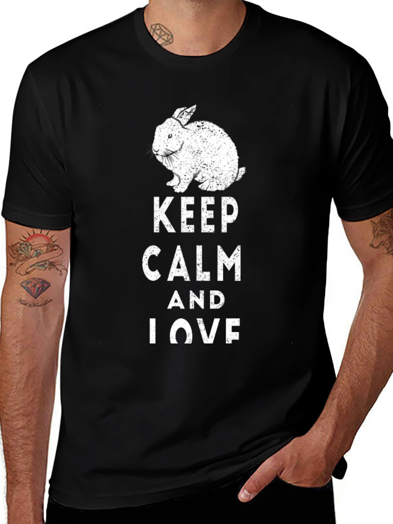 Keep Calm and Love Rabbit T-Shirt - Black