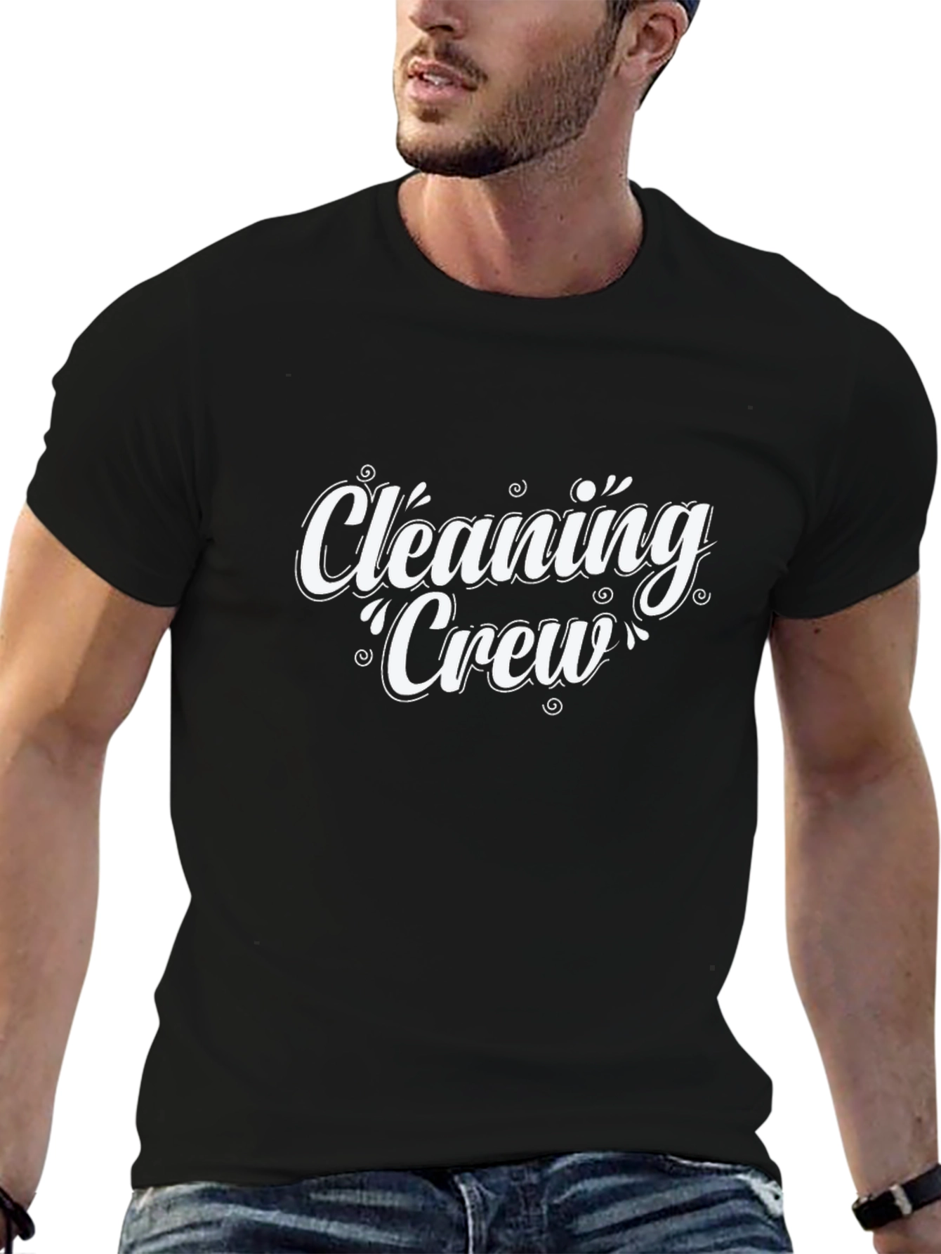 Cleaning Crew Graphic Tee - Black Cotton T-Shirt