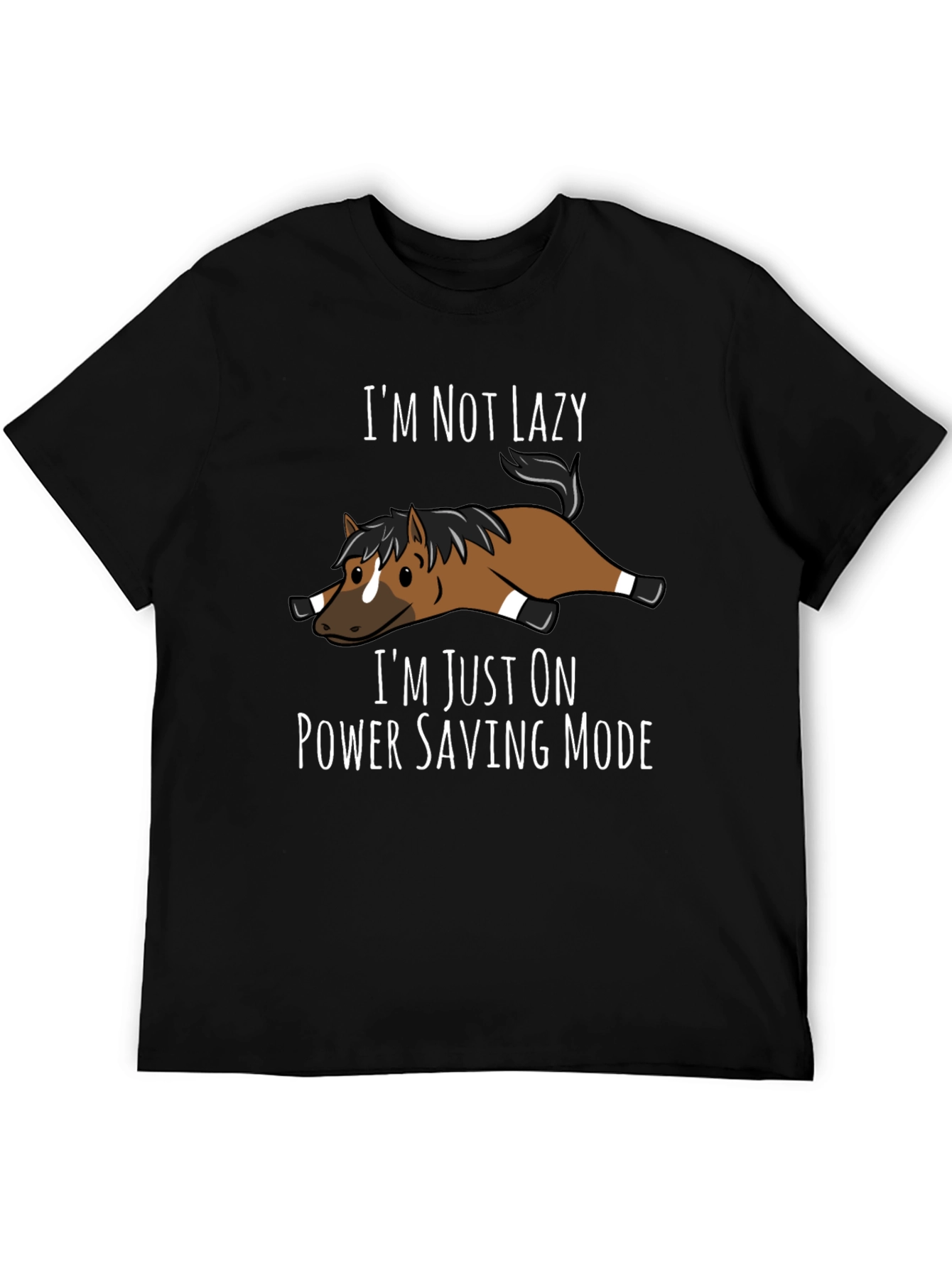 Funny Lazy Horse Power Saving Mode T-Shirt