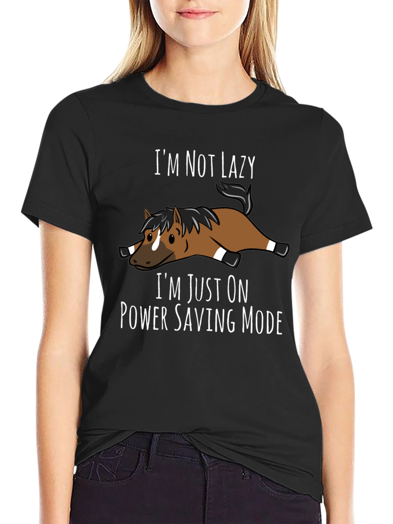 Funny Lazy Horse Power Saving Mode T-Shirt