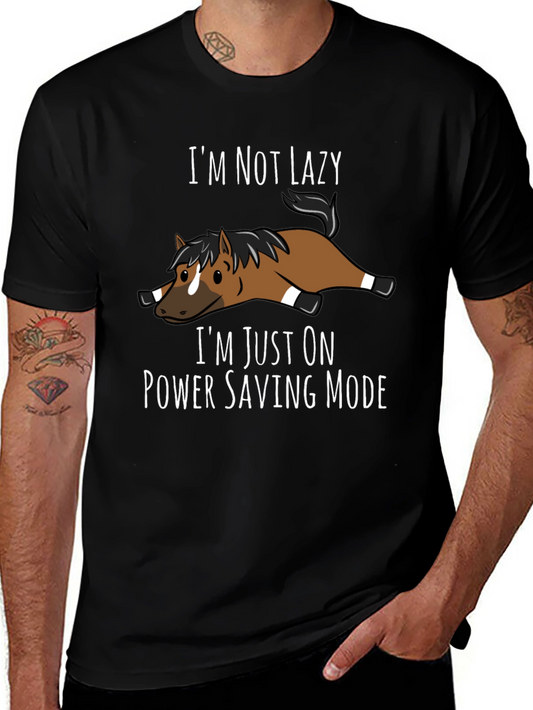 Funny Lazy Horse Power Saving Mode T-Shirt
