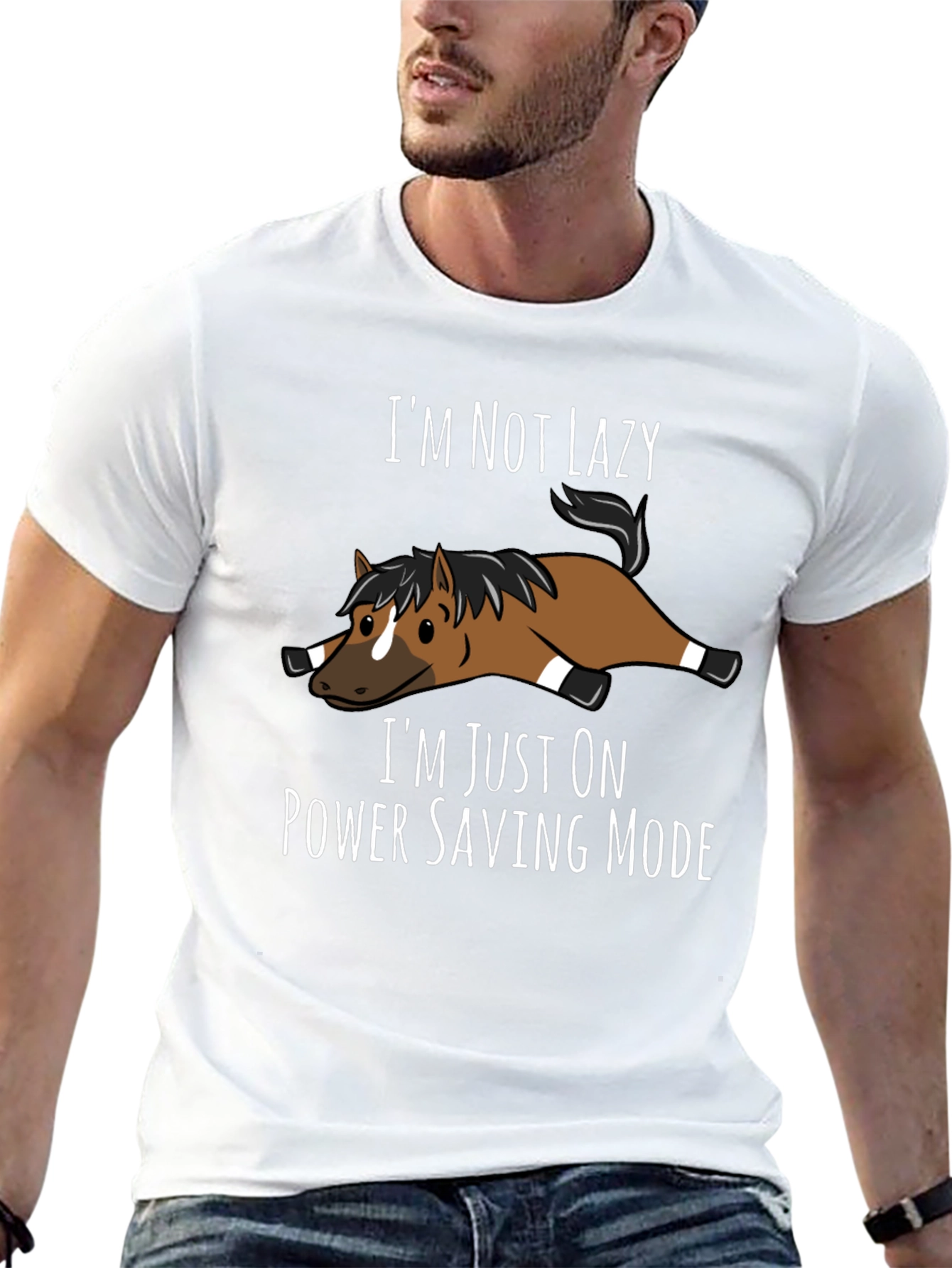 Funny Lazy Horse Power Saving Mode T-Shirt