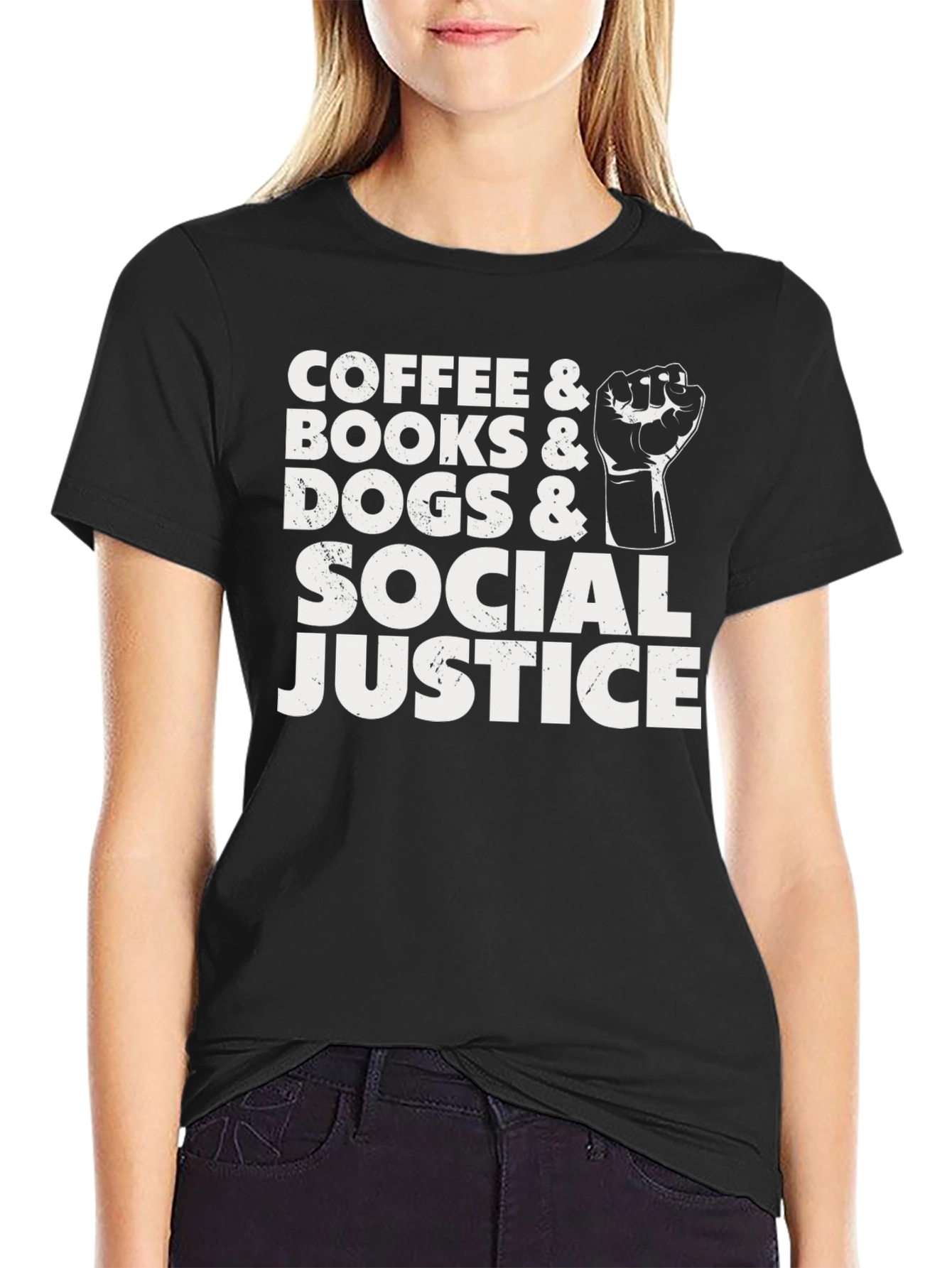 Coffee Books Dogs Social Justice T-Shirt