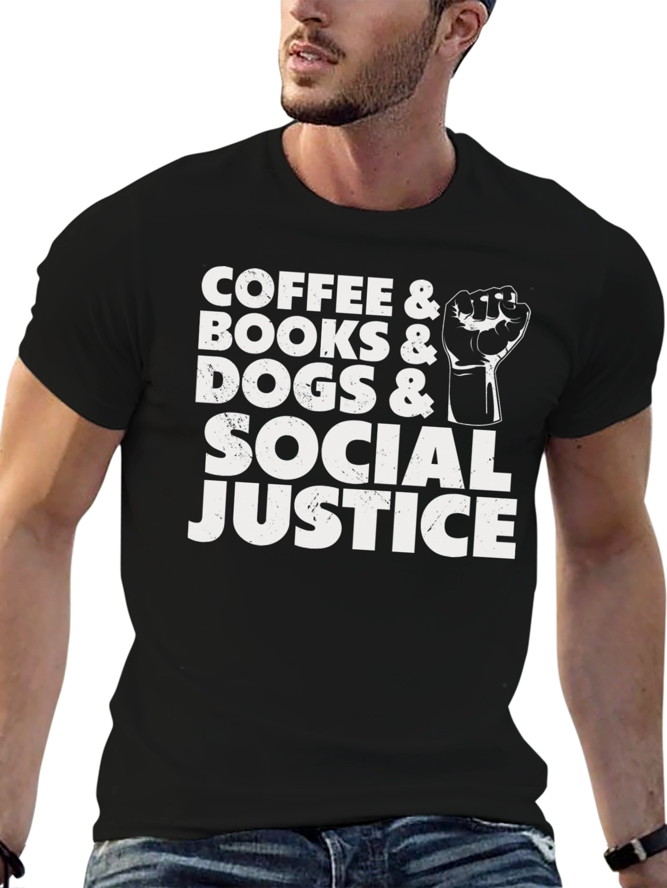 Coffee Books Dogs Social Justice T-Shirt