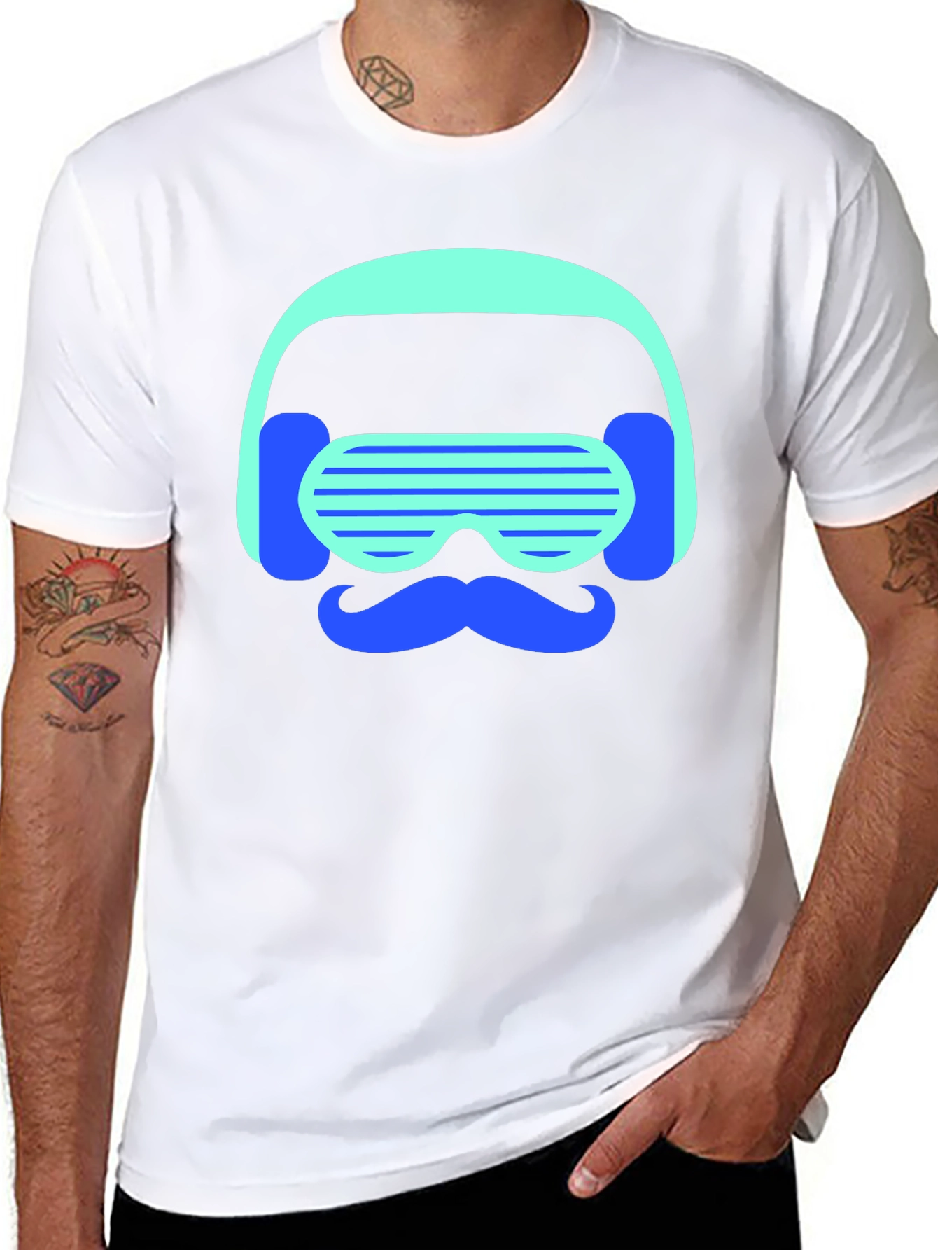 Retro Vibes T-Shirt: Mustache DJ Graphic Tee
