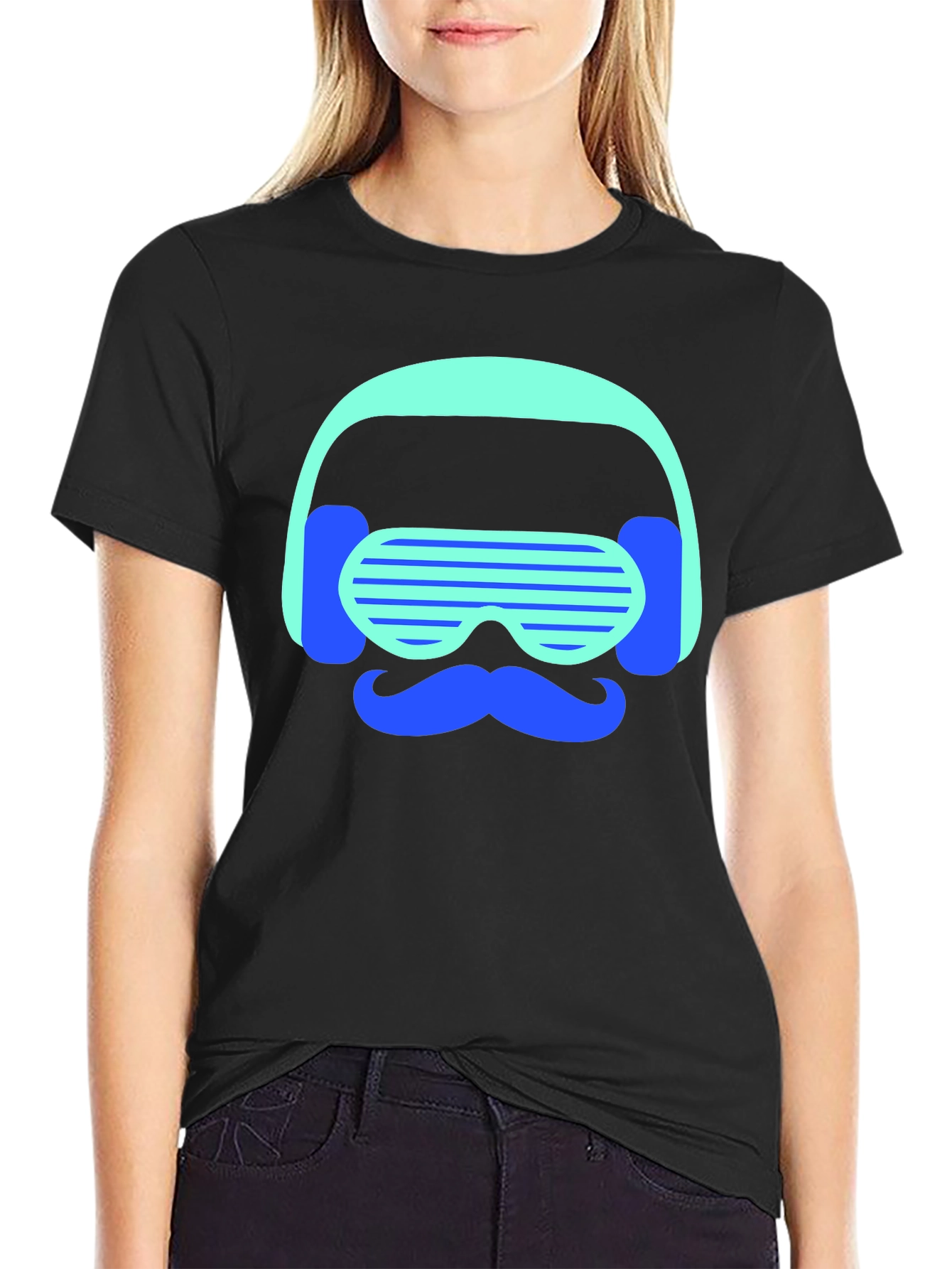 Retro Vibes T-Shirt: Mustache DJ Graphic Tee
