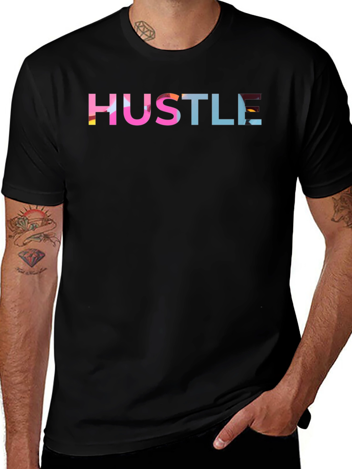 Hustle Graphic Print Black T-Shirt