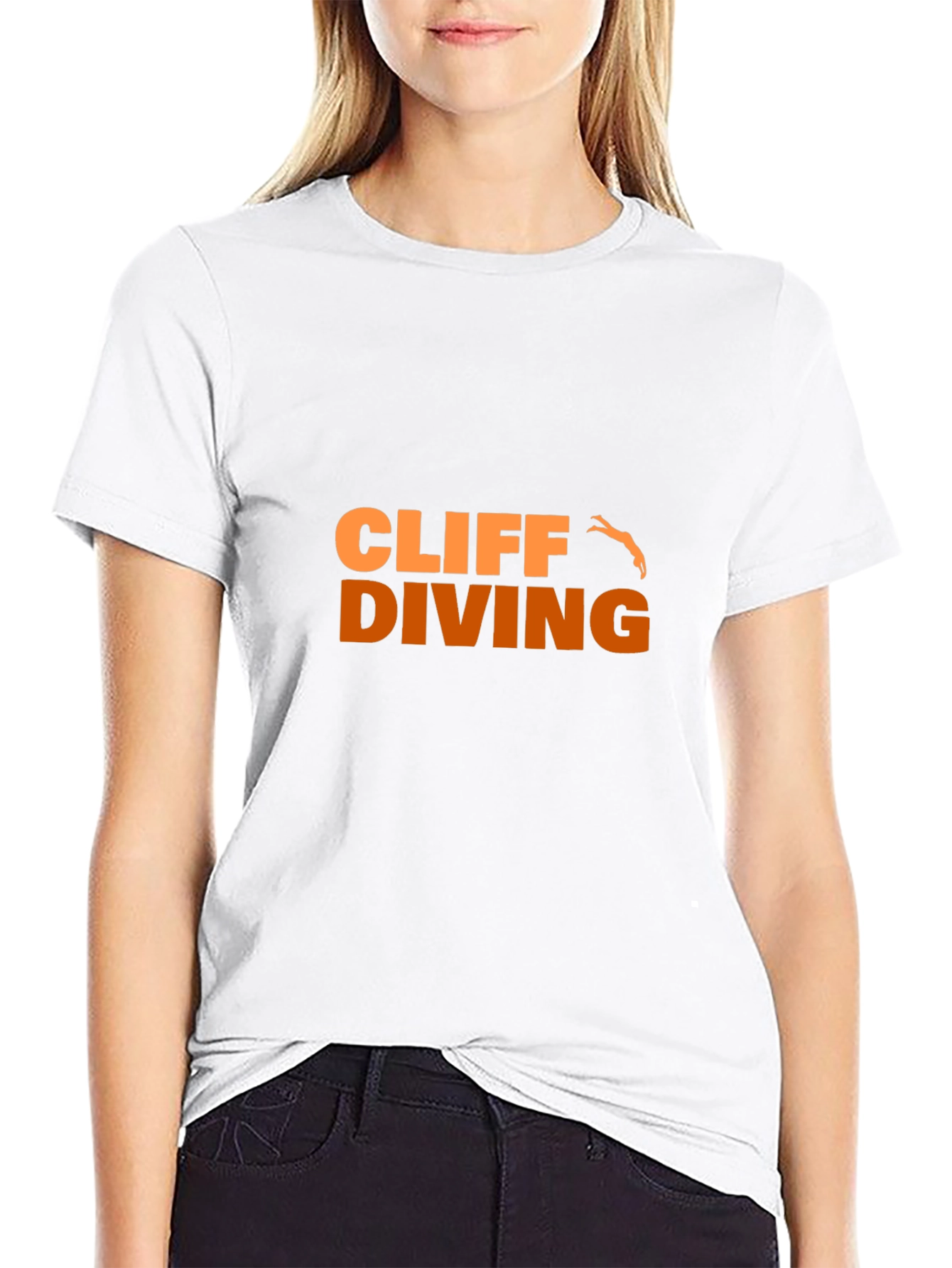 Cliff Diving Graphic Tee - Black Cotton T-Shirt