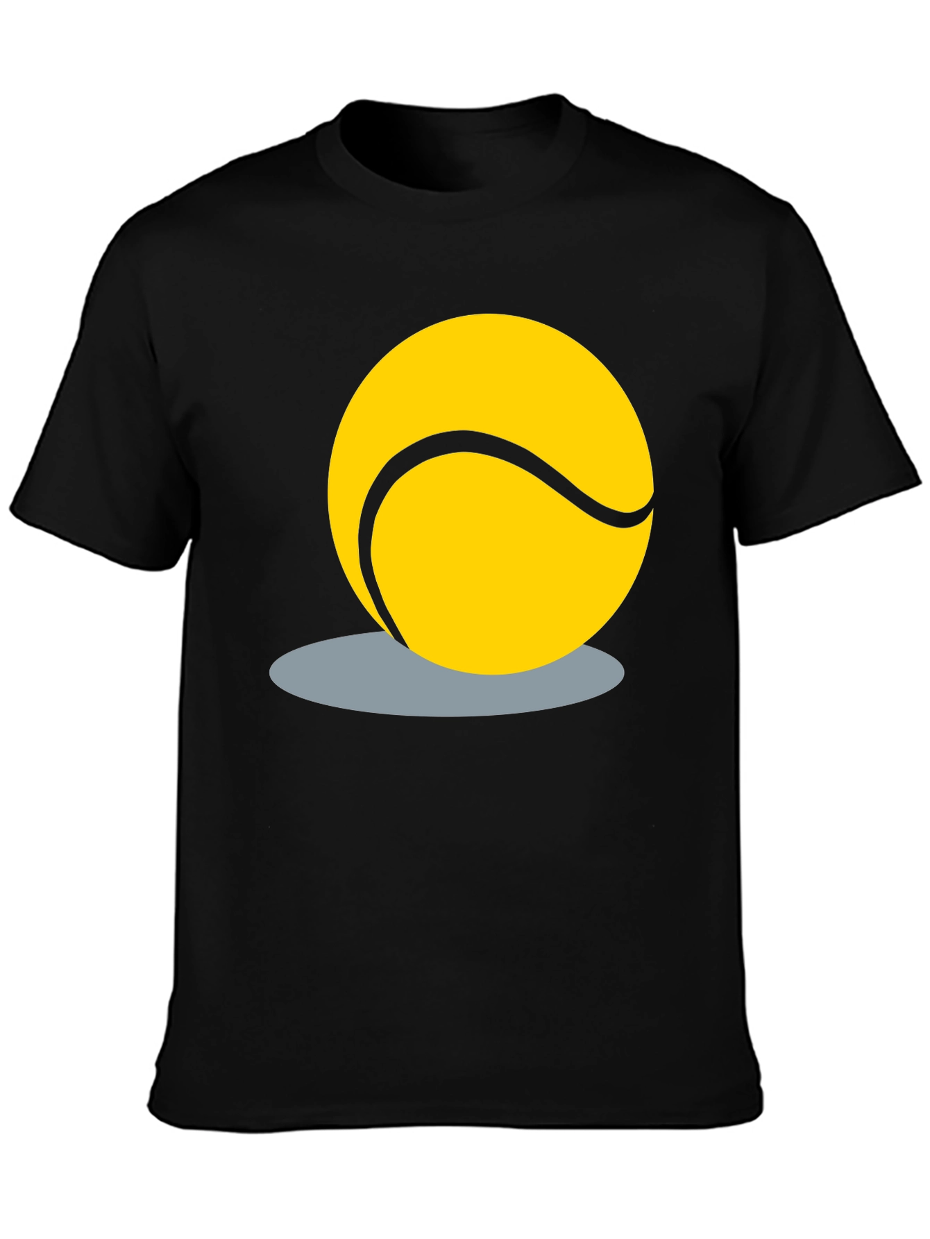 Tennis Ball Graphic Tee - Black Cotton T-Shirt