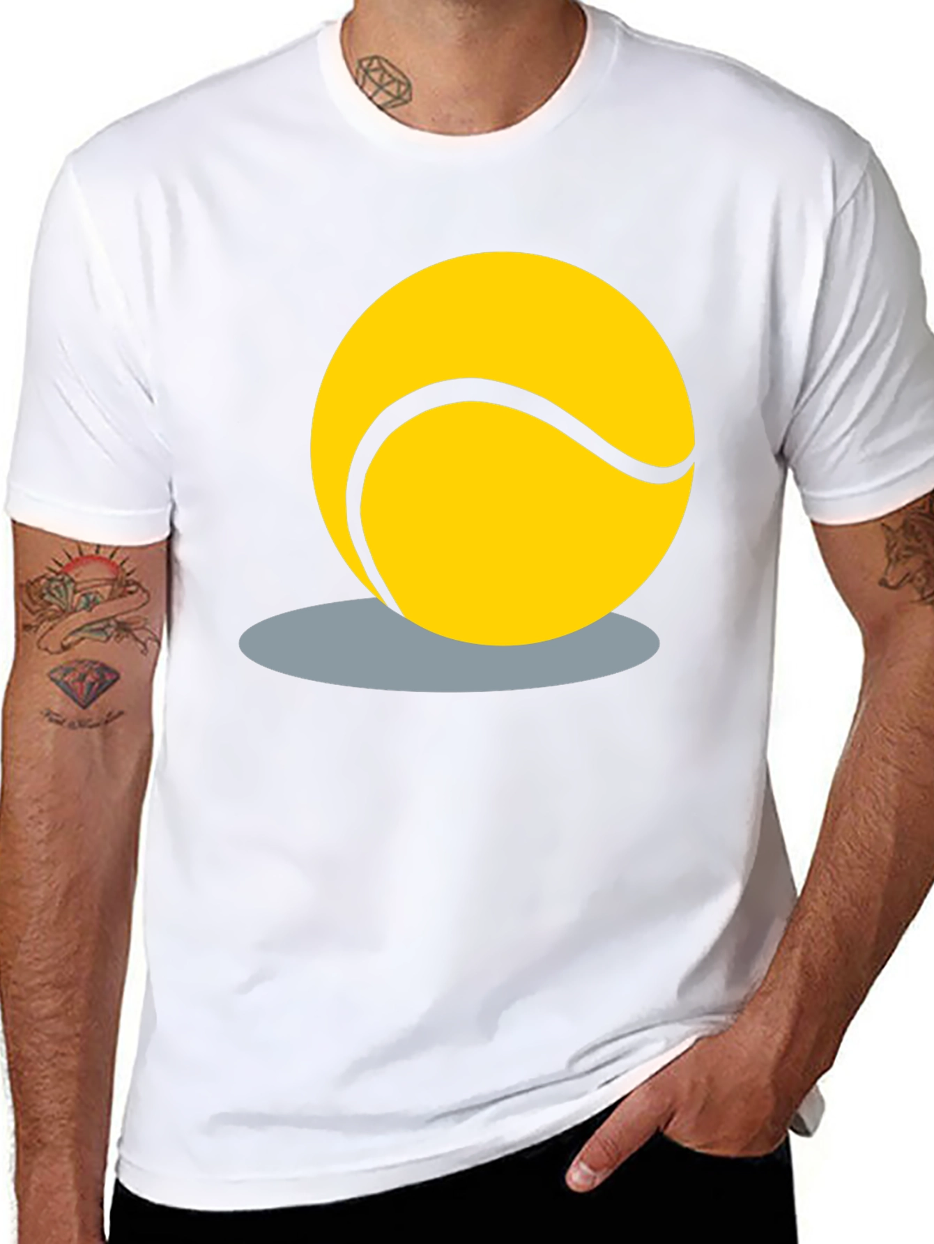 Tennis Ball Graphic Tee - Black Cotton T-Shirt