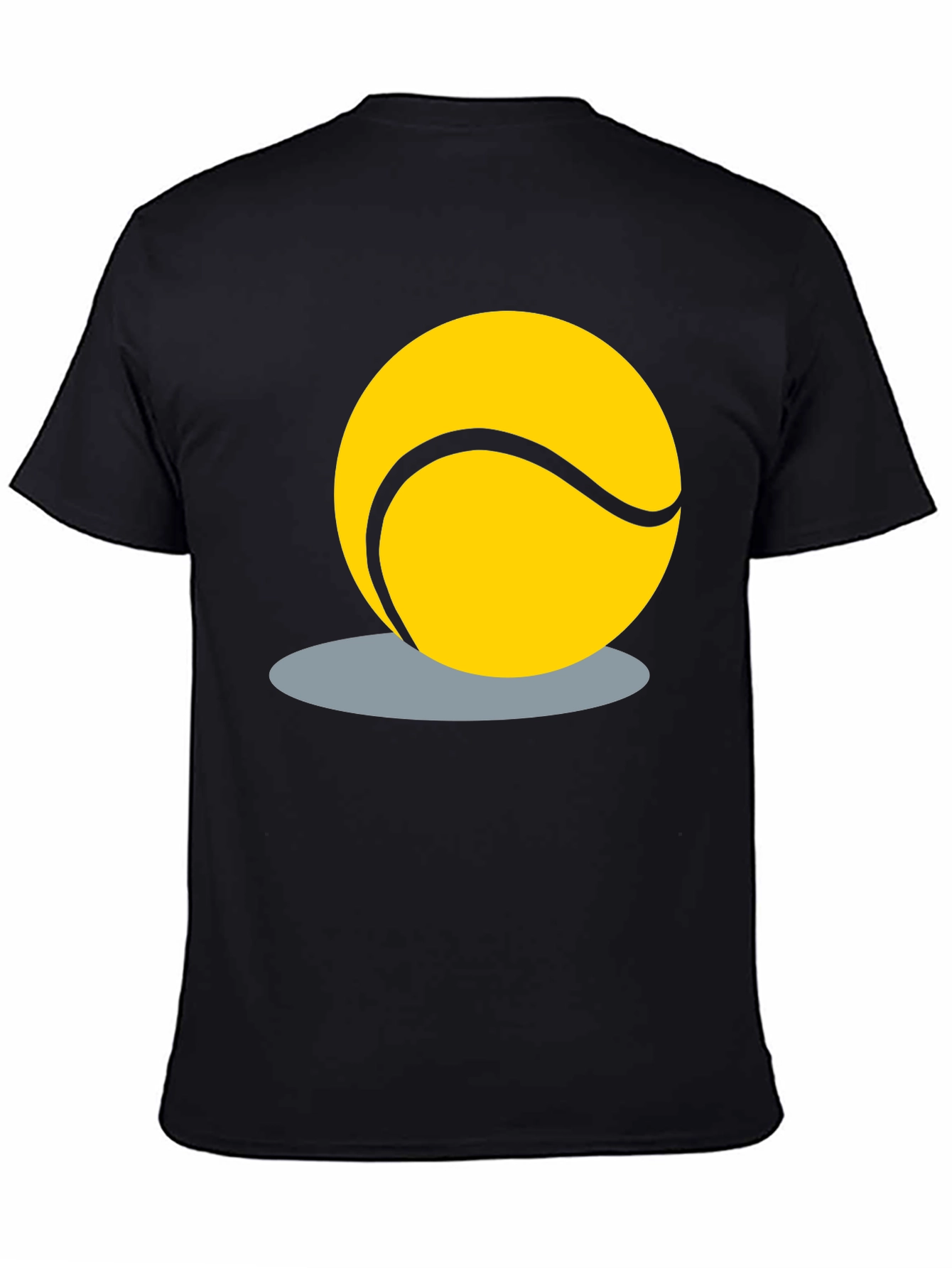 Tennis Ball Graphic Tee - Black Cotton T-Shirt
