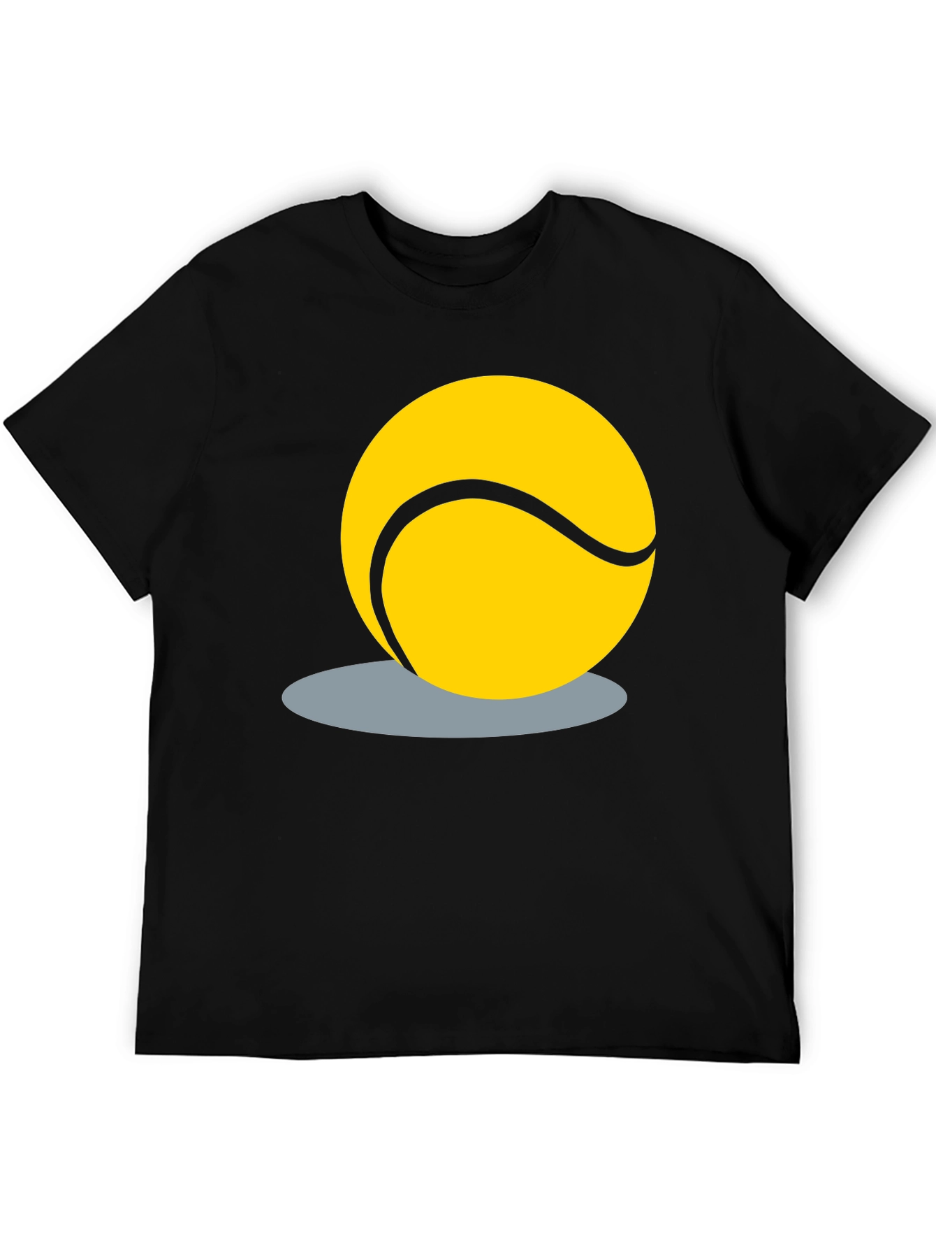 Tennis Ball Graphic Tee - Black Cotton T-Shirt