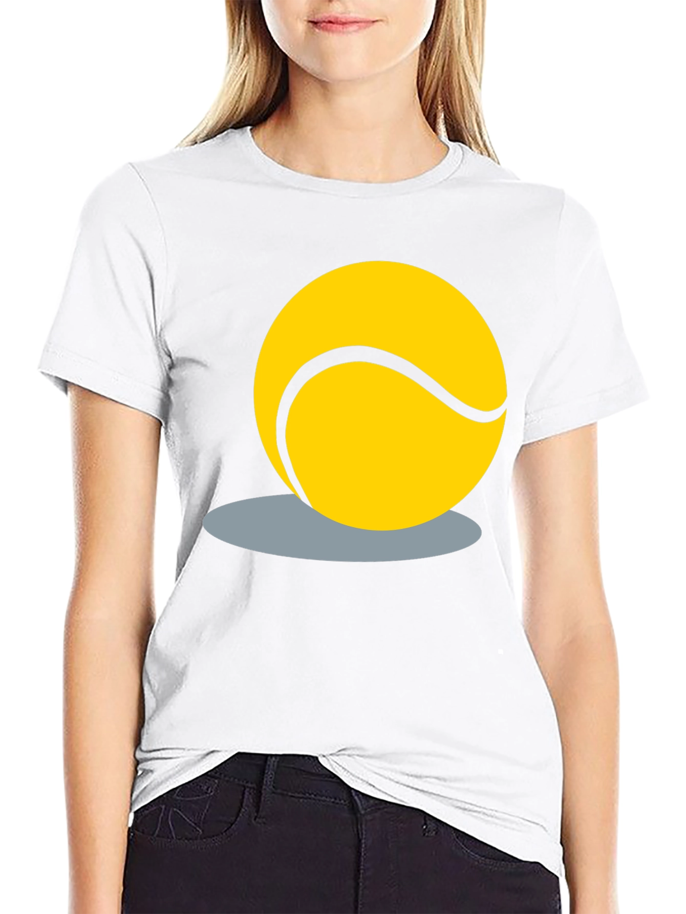 Tennis Ball Graphic Tee - Black Cotton T-Shirt