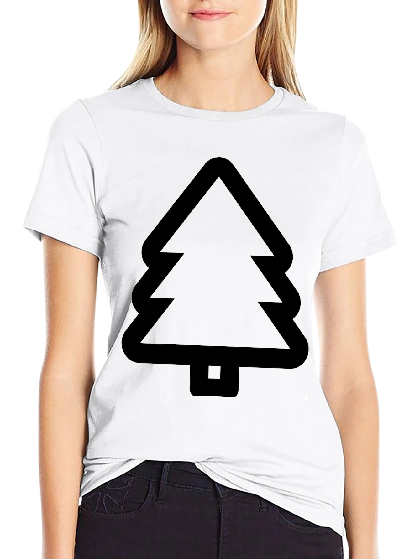 Minimalist Tree Graphic Tee - Black