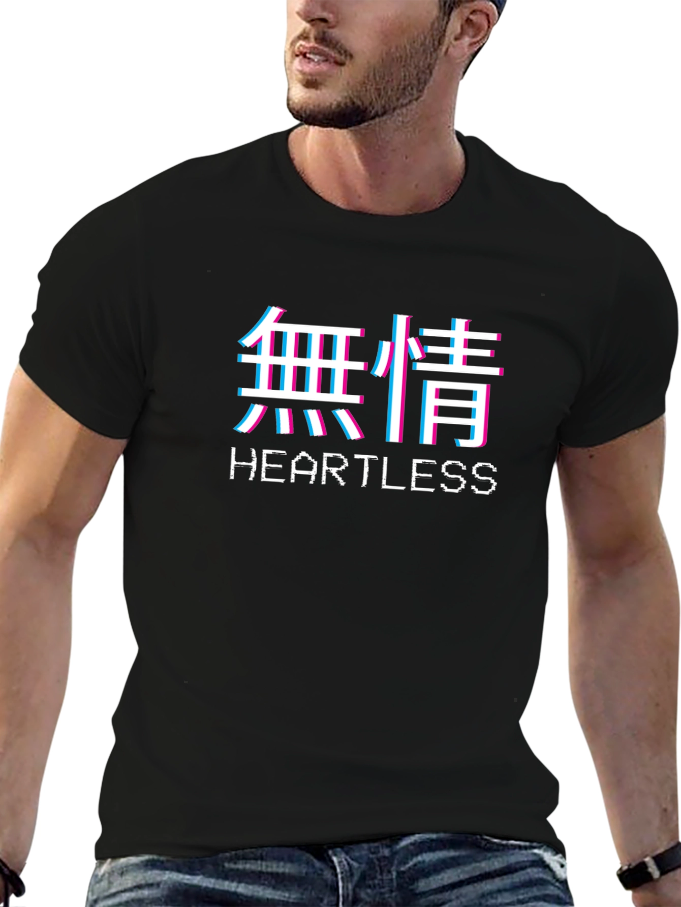 Heartless Text Graphic Tee - Black