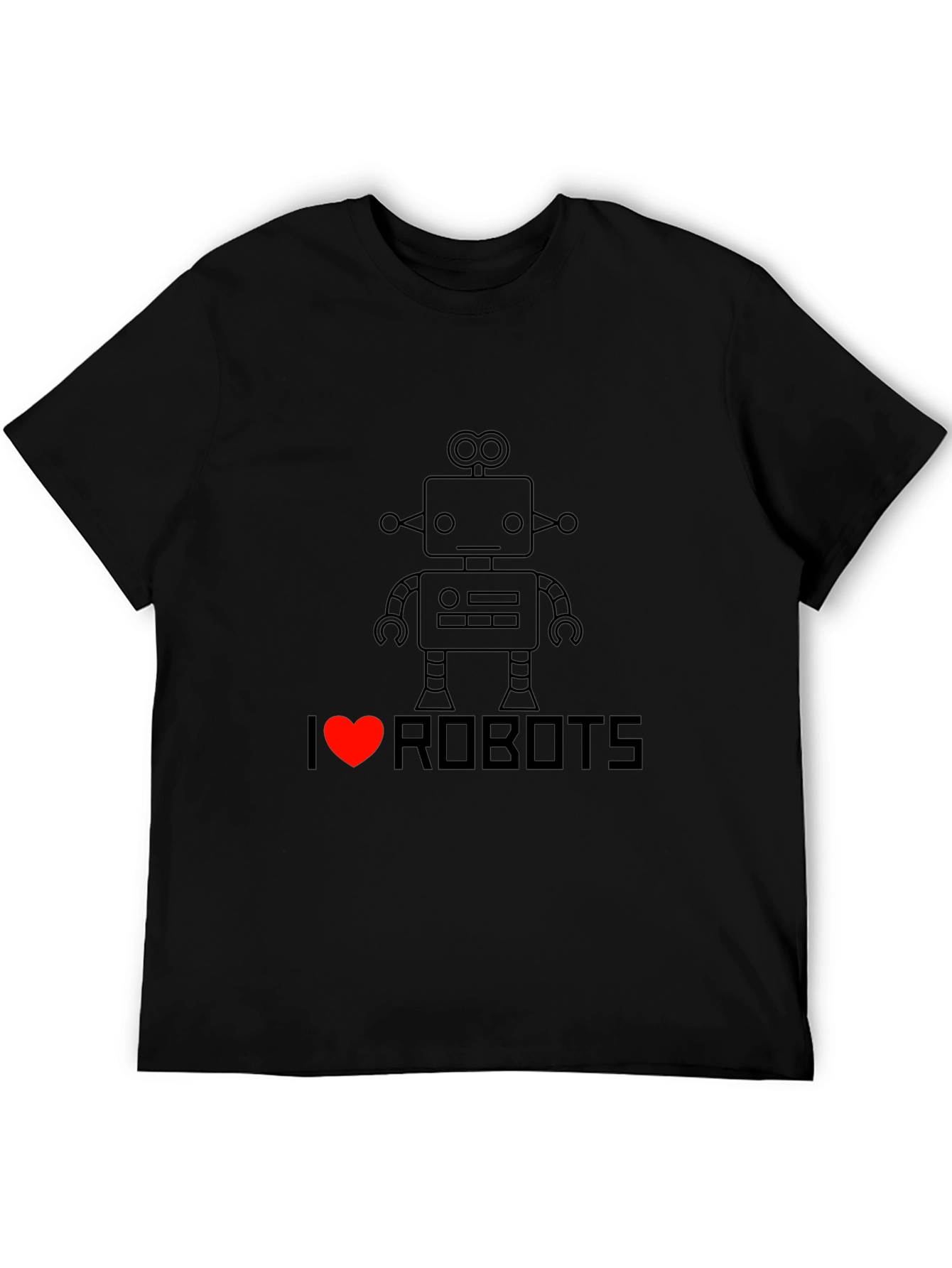 I Heart Robots T-Shirt - Black Graphic Tee