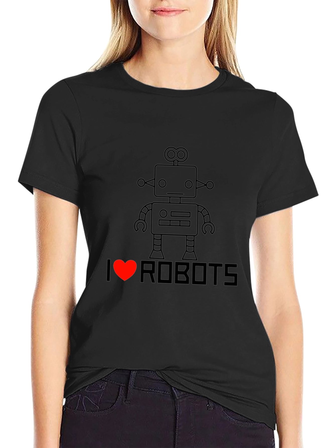I Heart Robots T-Shirt - Black Graphic Tee