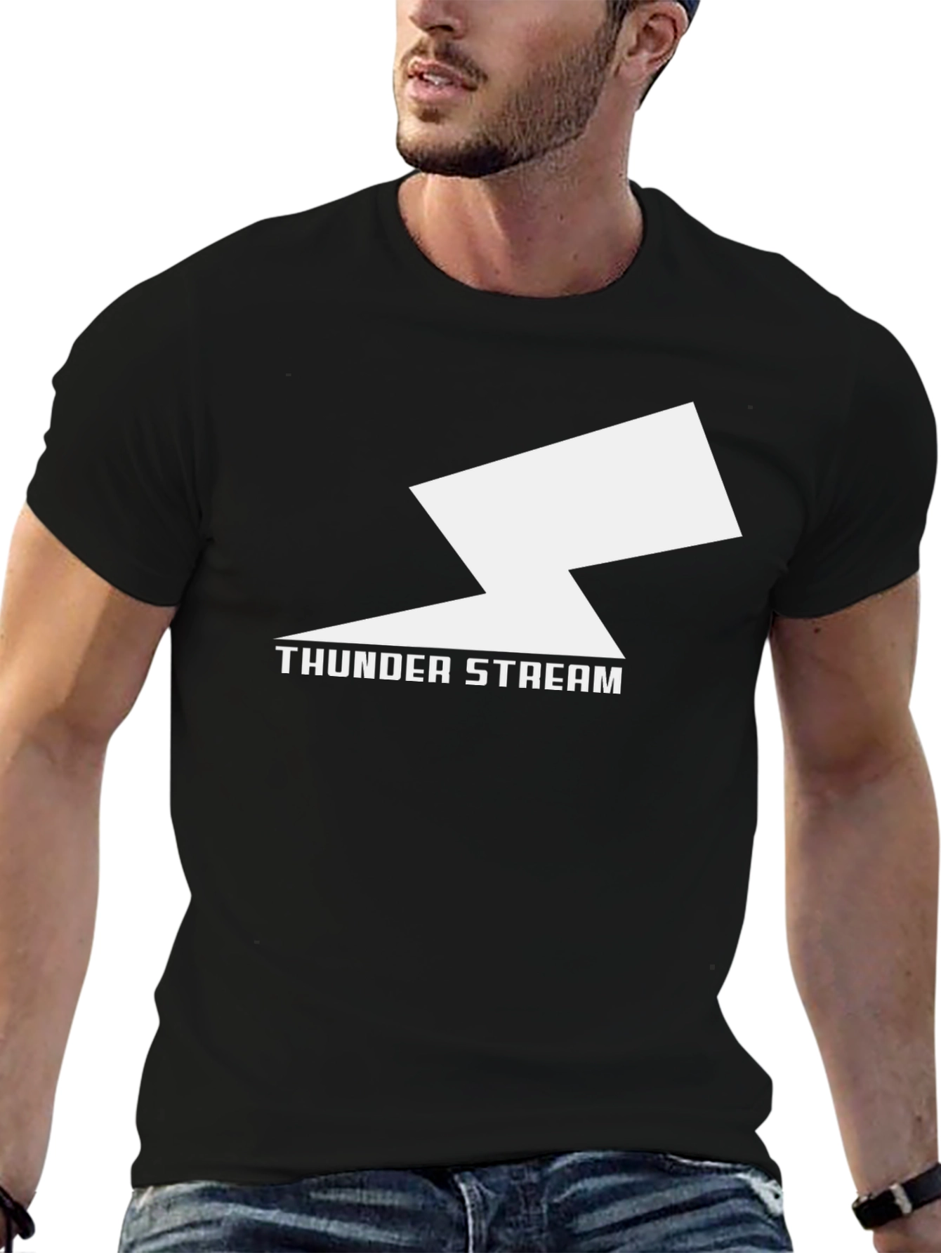 Thunder Stream Graphic Tee - Stylish Black Cotton T-Shirt
