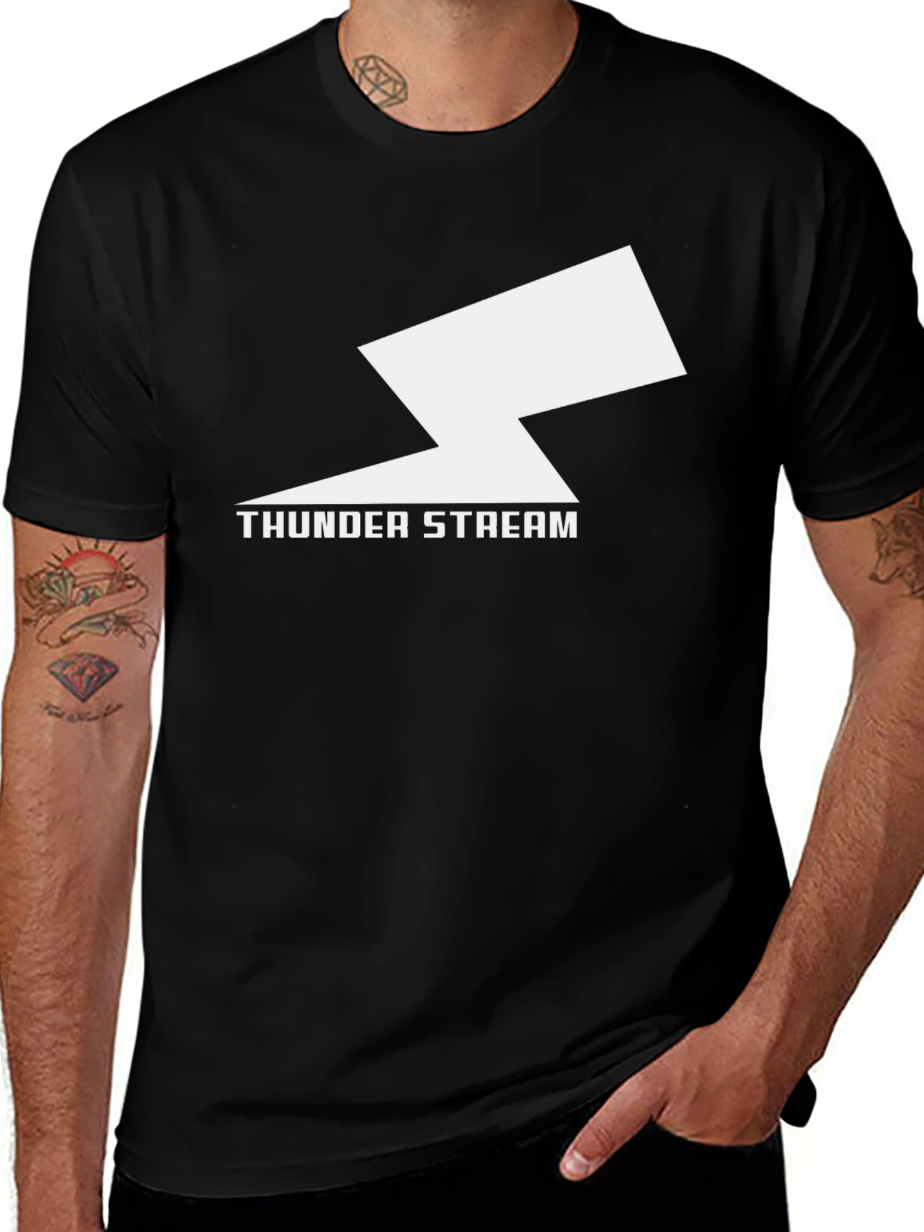 Thunder Stream Graphic Tee - Stylish Black Cotton T-Shirt