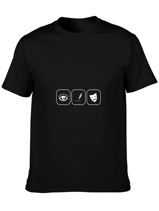 Eye Wheat Mask Graphic Tee - Black Cotton Casual Shirt