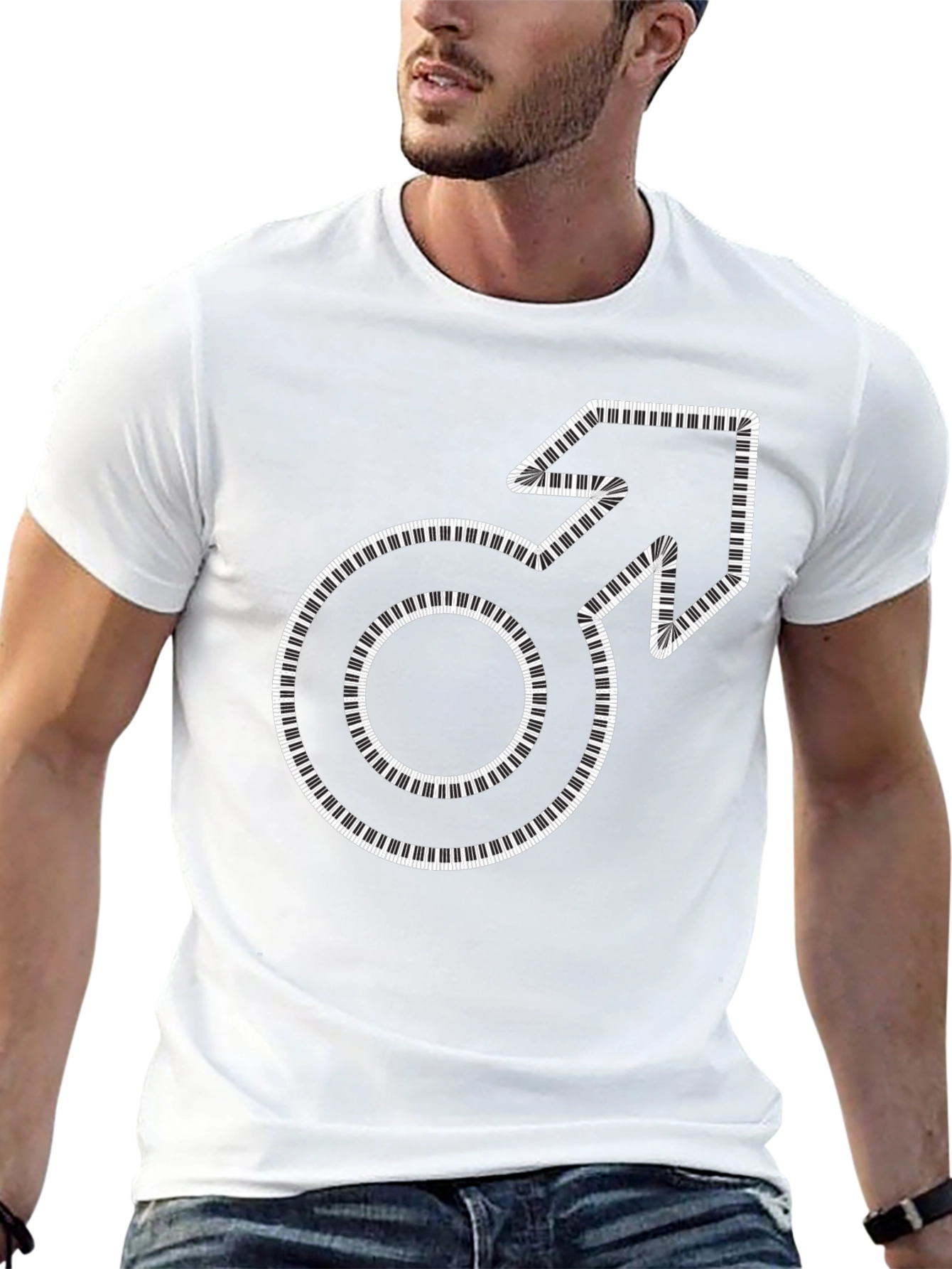 Piano Key Male Symbol T-Shirt - Music Lover Tee
