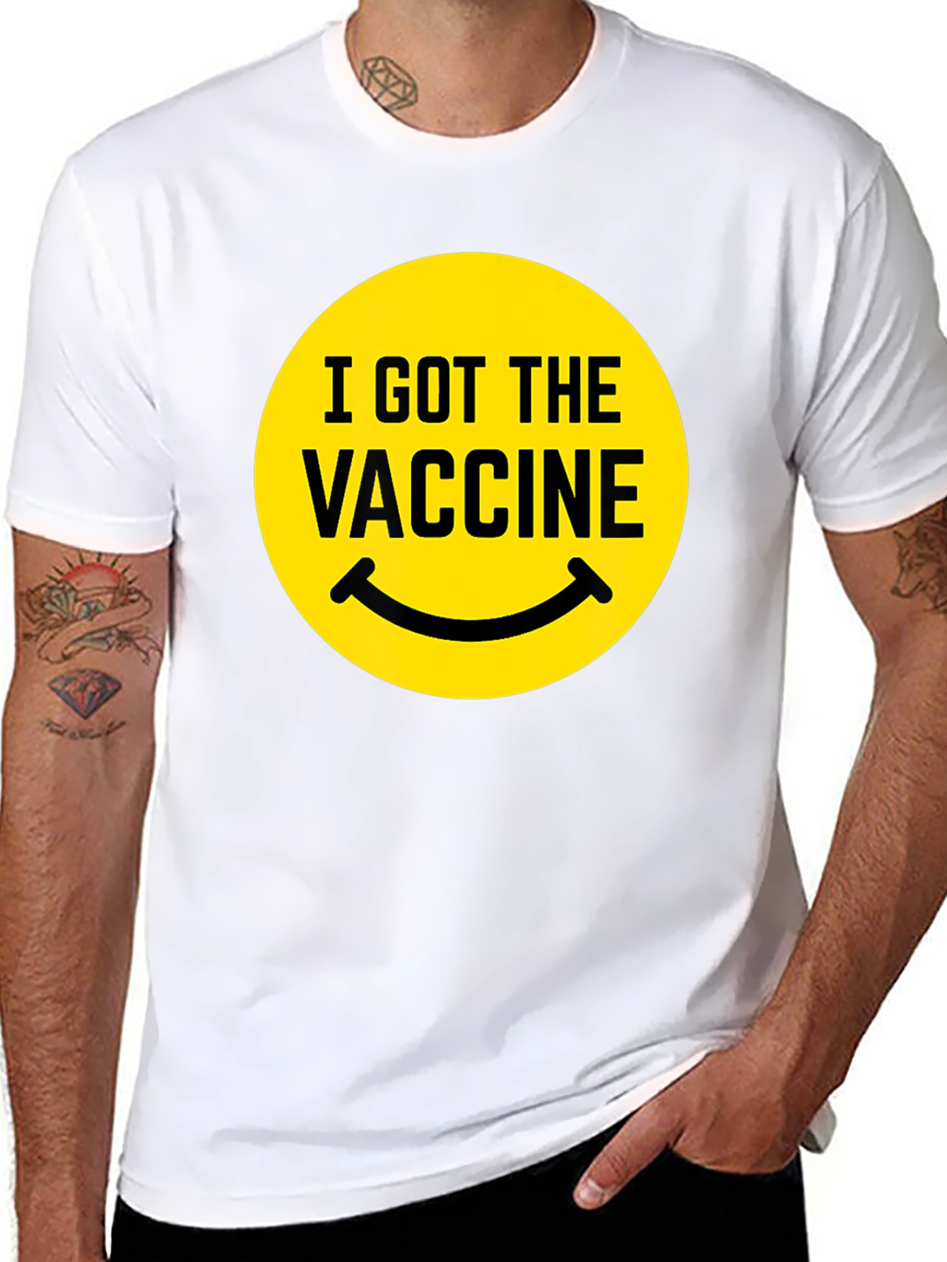 I Got The Vaccine Smiley Face Black T-Shirt