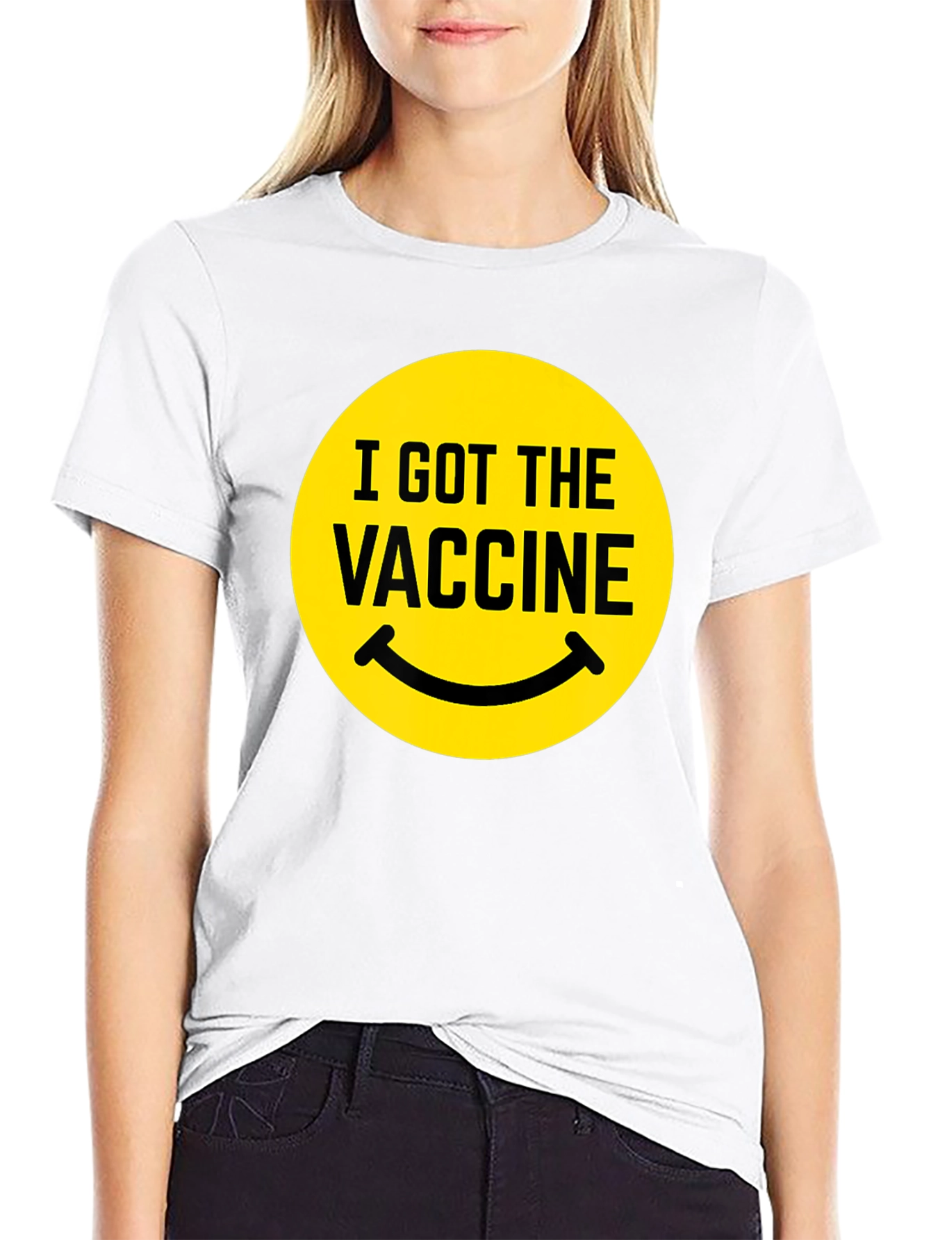 I Got The Vaccine Smiley Face Black T-Shirt