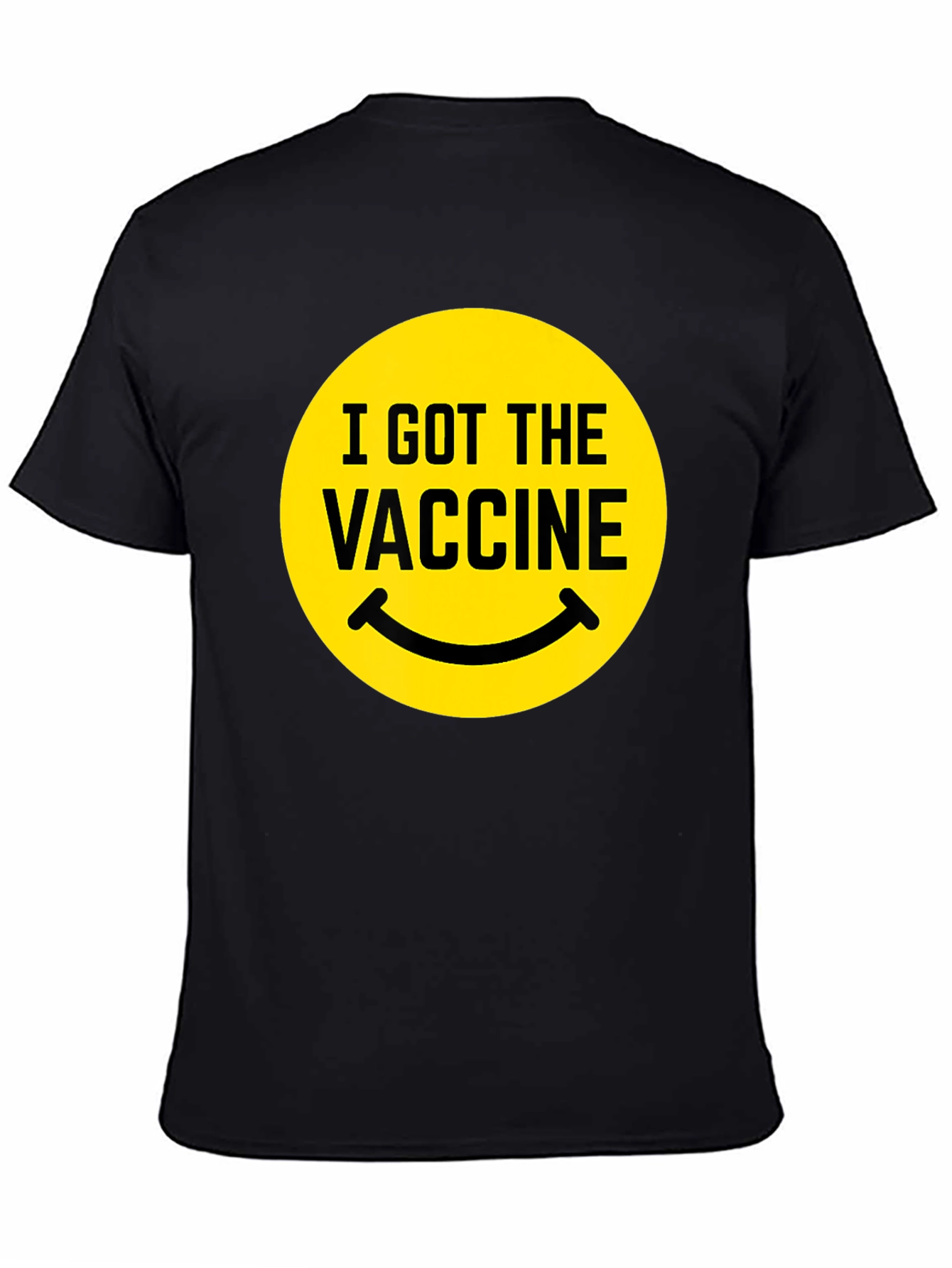 I Got The Vaccine Smiley Face Black T-Shirt