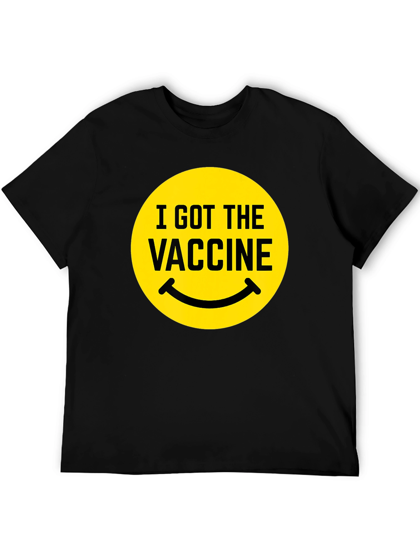I Got The Vaccine Smiley Face Black T-Shirt