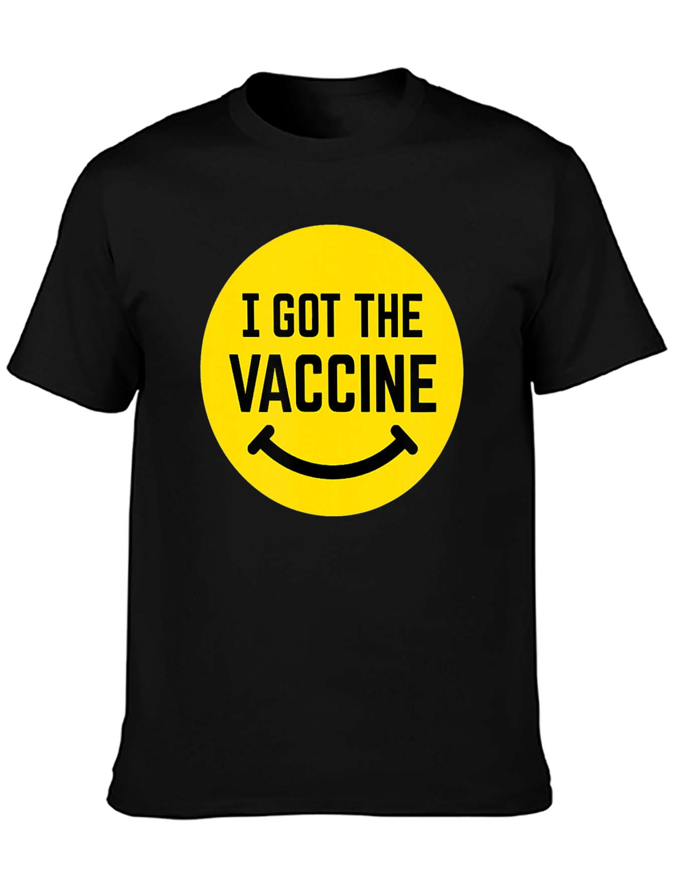 I Got The Vaccine Smiley Face Black T-Shirt