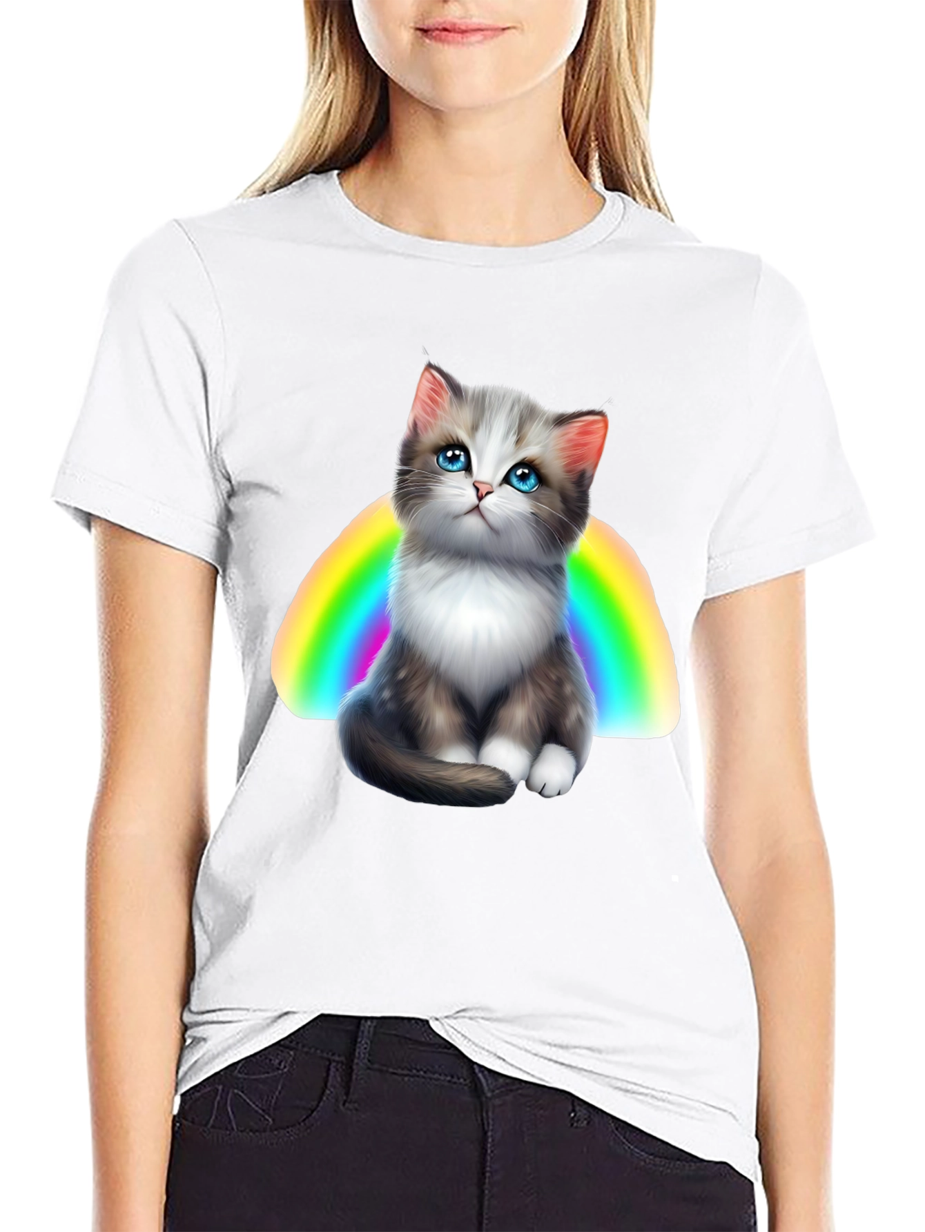 Rainbow Kitten Graphic T-Shirt